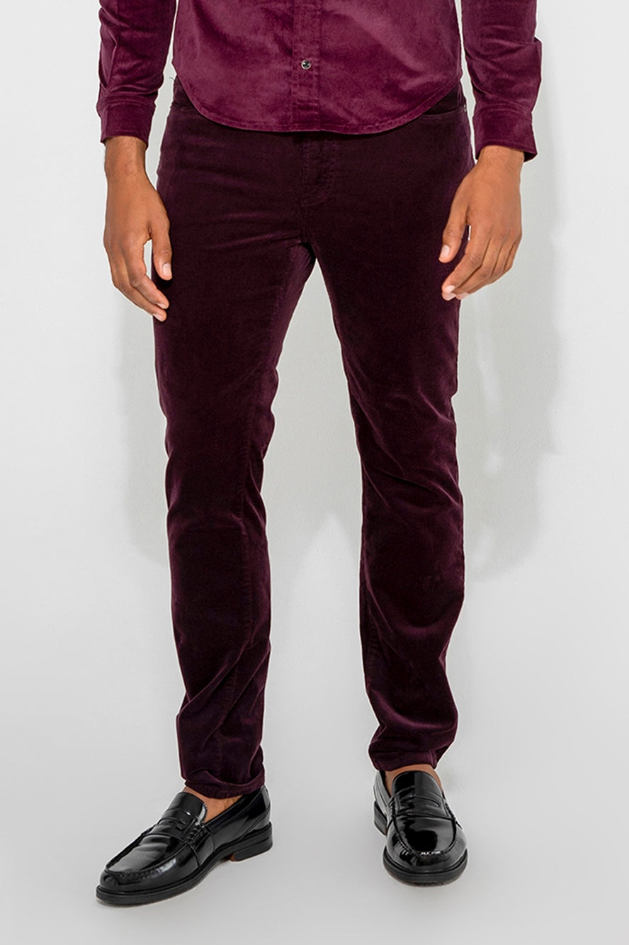Brando Needle Cord Plum Stretch Slim Jean by MONFRERE