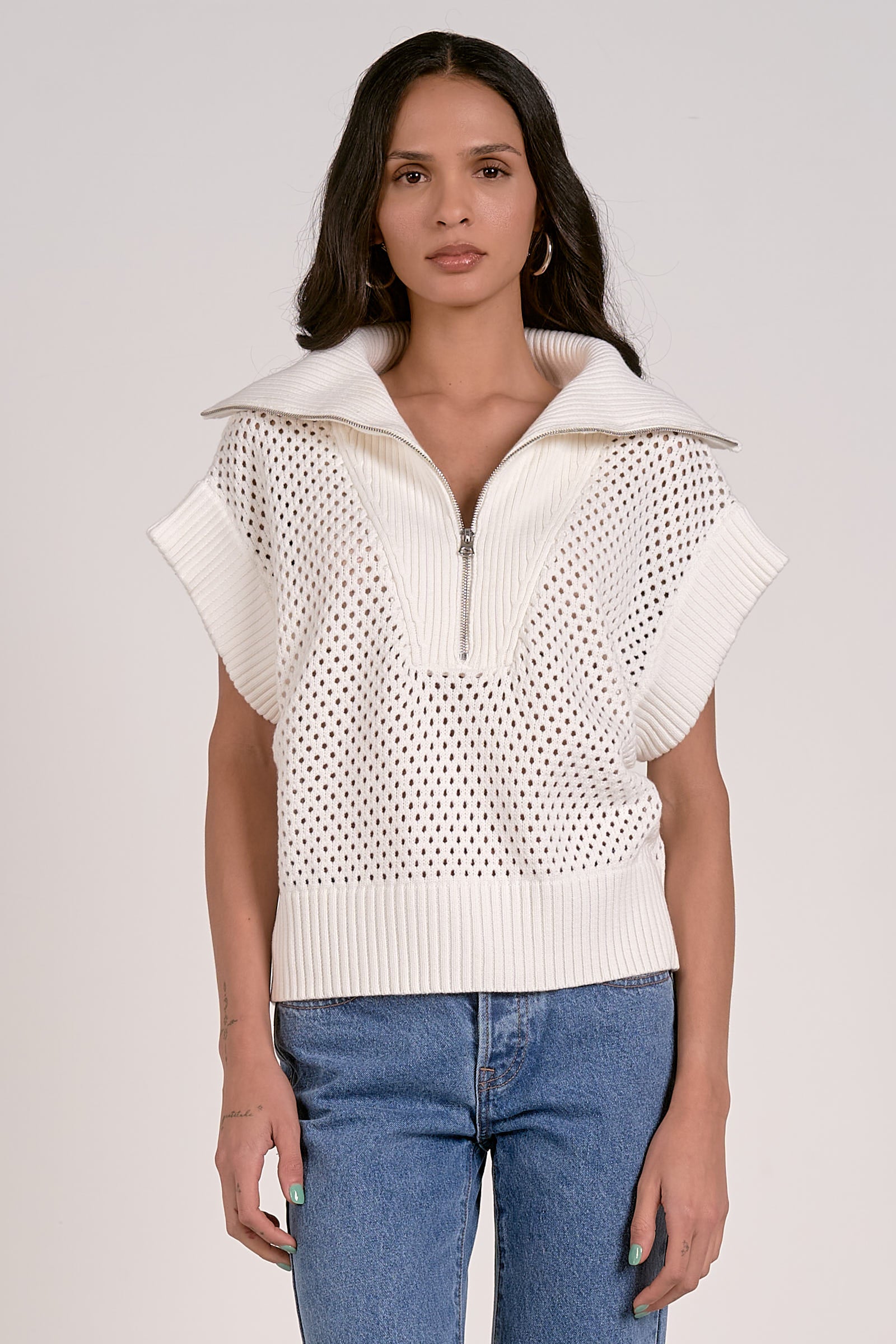 Allie Zip Up - White by Sierra Deene