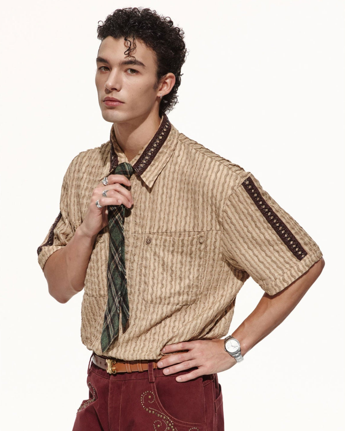 Script-X Wave Stripe Cargo Tee by OFFCULTURE