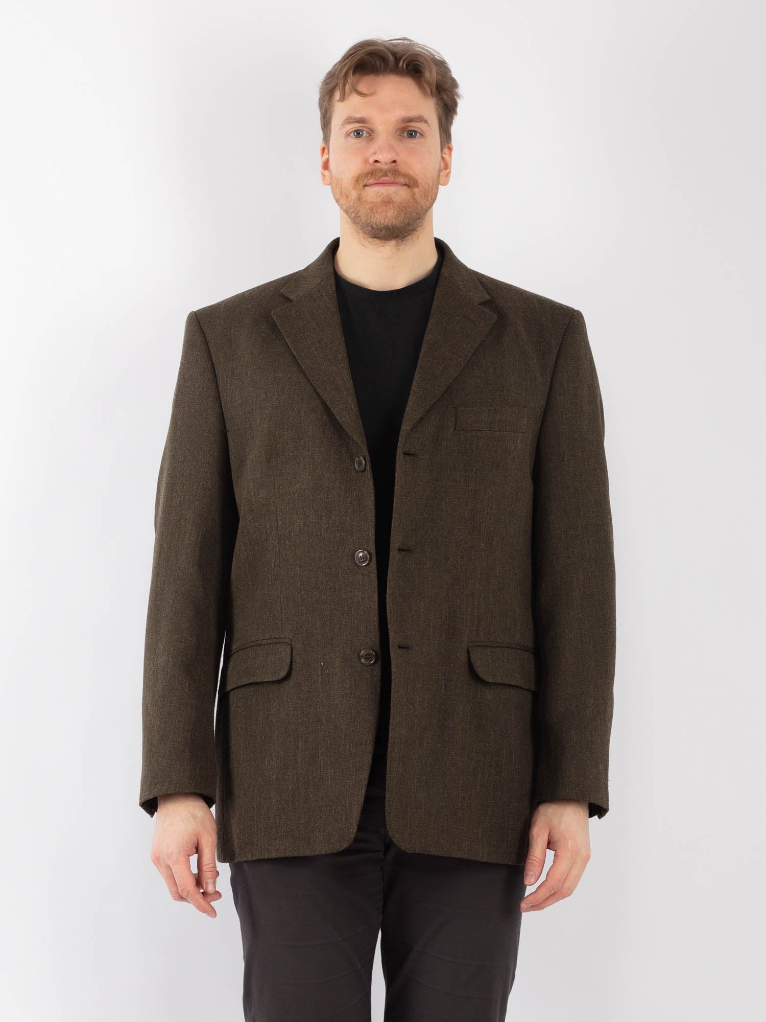 Vintage 90's Men Wool Blazer Jacket in Brown by Northern Grip