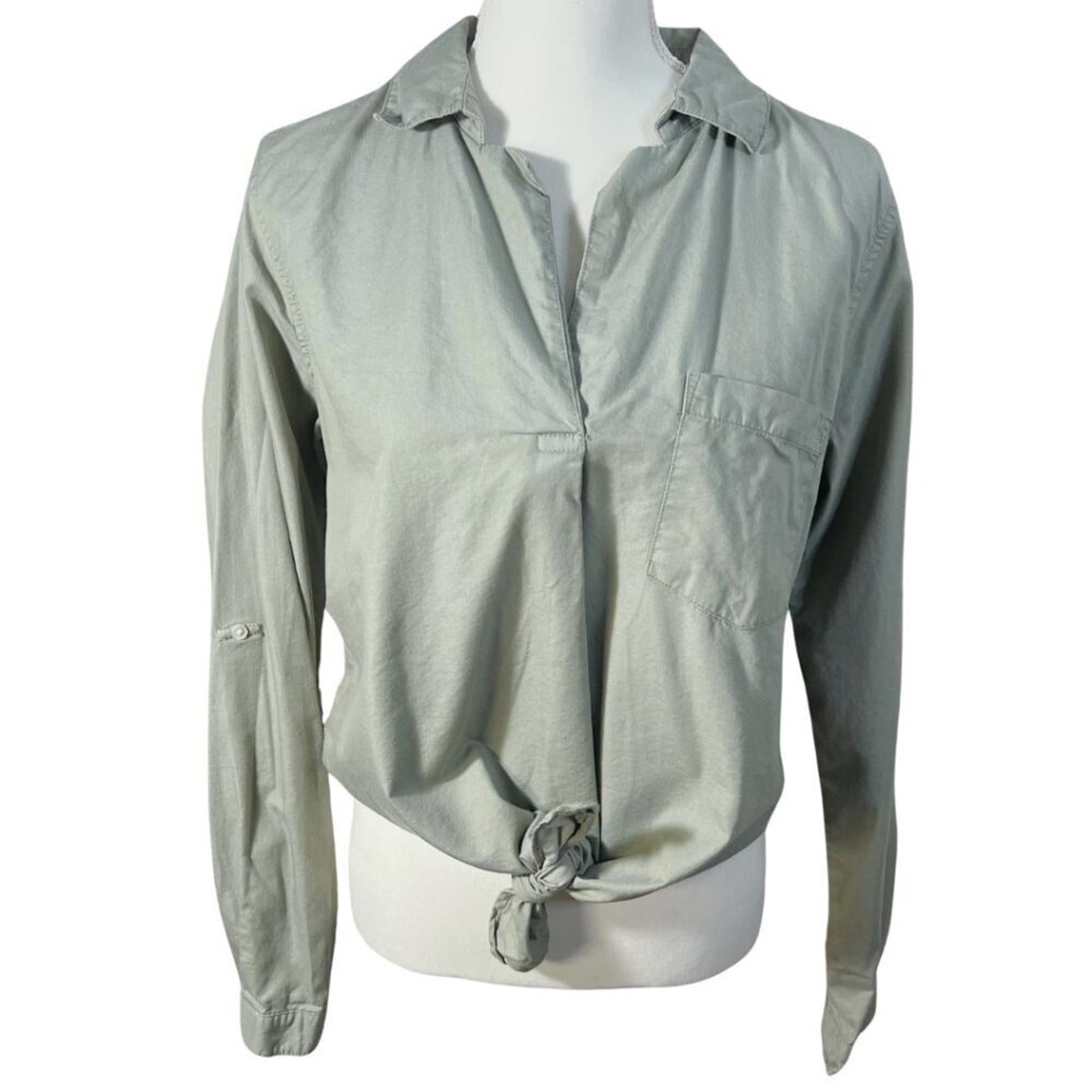 Young Hearts Run Free Light Olive Green Tied Button Up Shirt Women's S by Hot Girl Secondhand