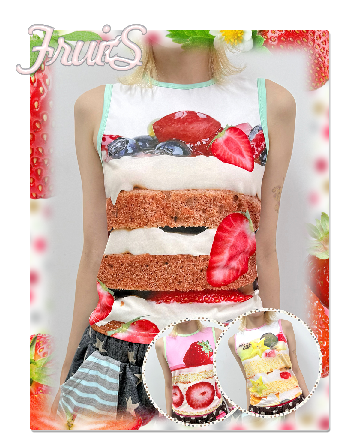 Kawaii Strawberry Tank Top - FRUITS by Land Decora