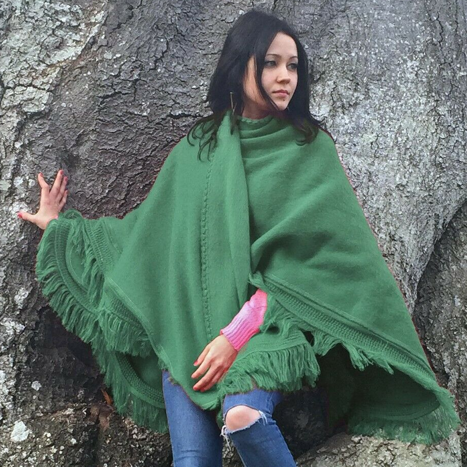 Kunchaim - Baby Alpaca Wool Poncho Cape Wrap - Solid - Unisex by ECUALAMA