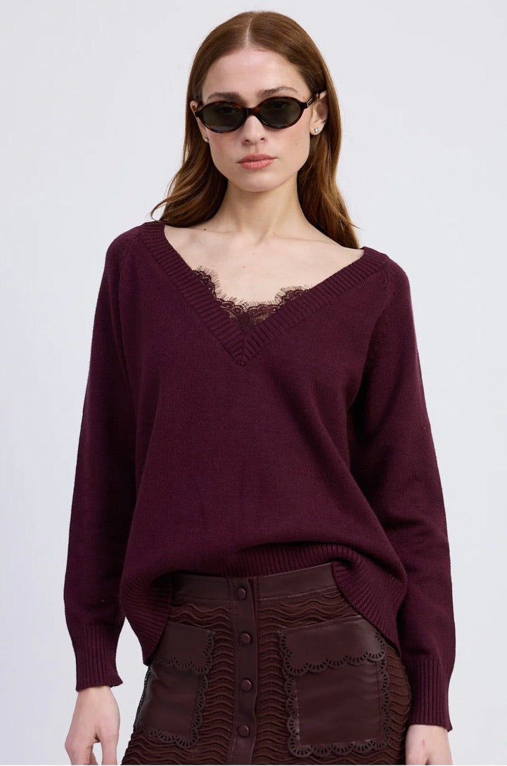 Iona Sweater in Bordeaux by Sierra Deene