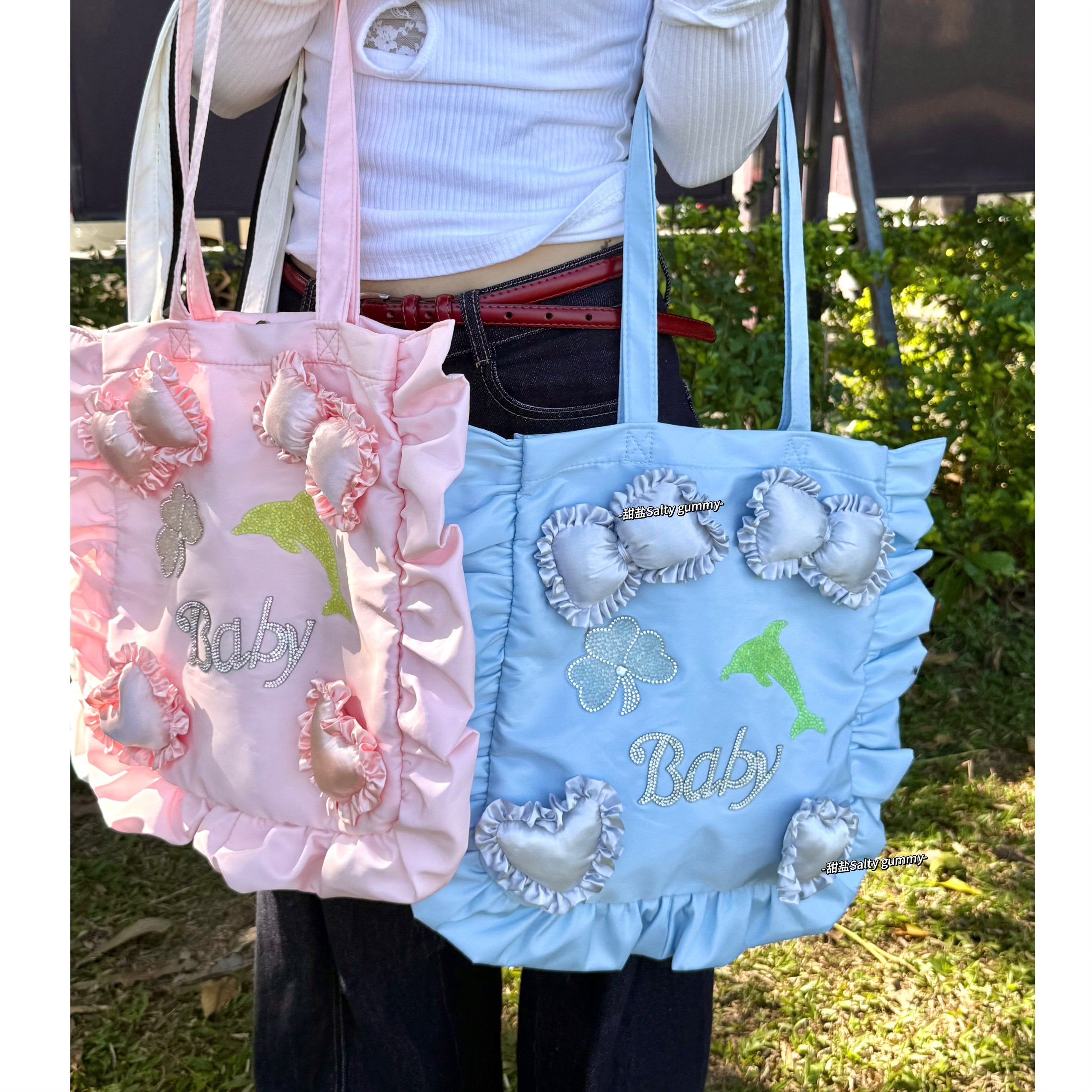 Kawaii Ruffle Tote Bag - Salty Gummy by Land Decora
