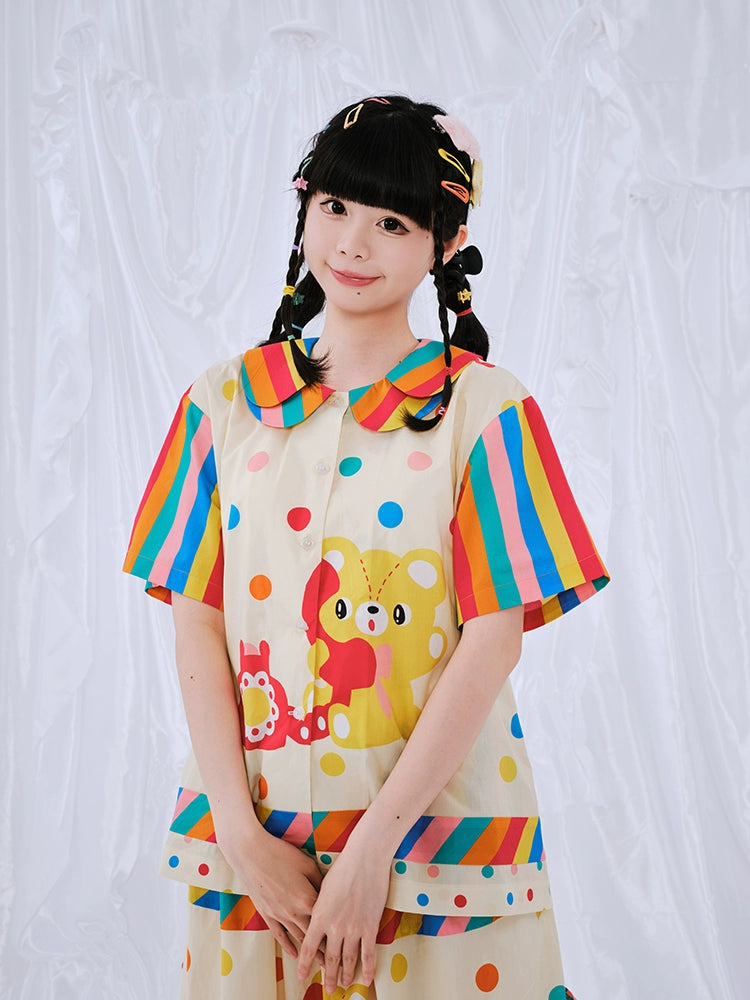 Harajuku Blouse Rainbow Print Blouse Decora Fashion Blouse | Nikkou Home by Land Decora