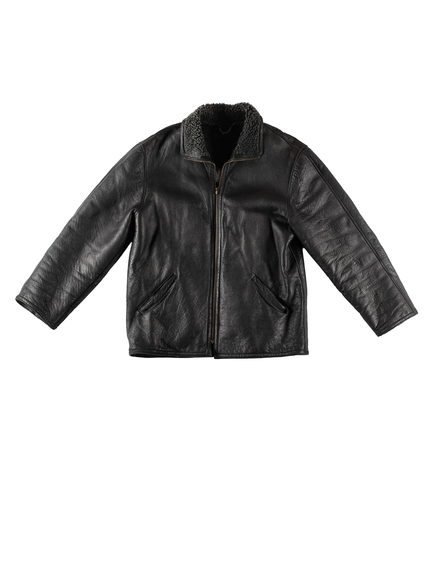 Vintage 90's Men Sheepskin Coat in Black by Northern Grip