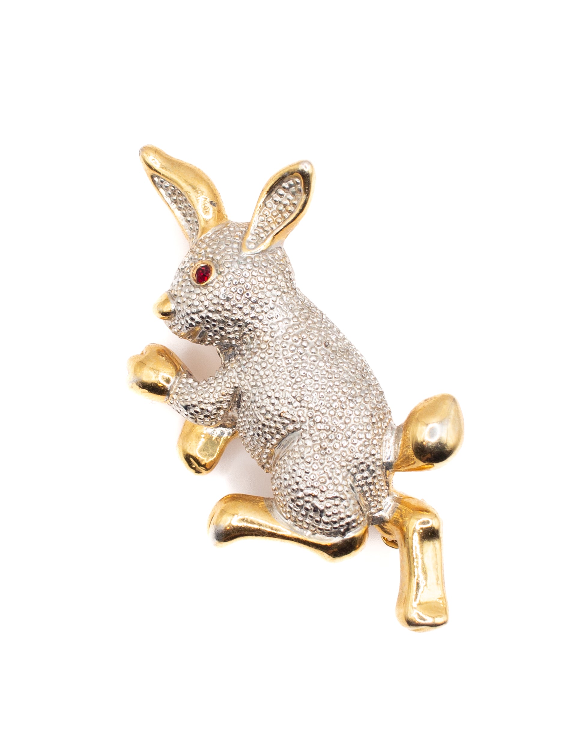 Vintage 80's Rabbit Brooch in Silver and Gold by Northern Grip