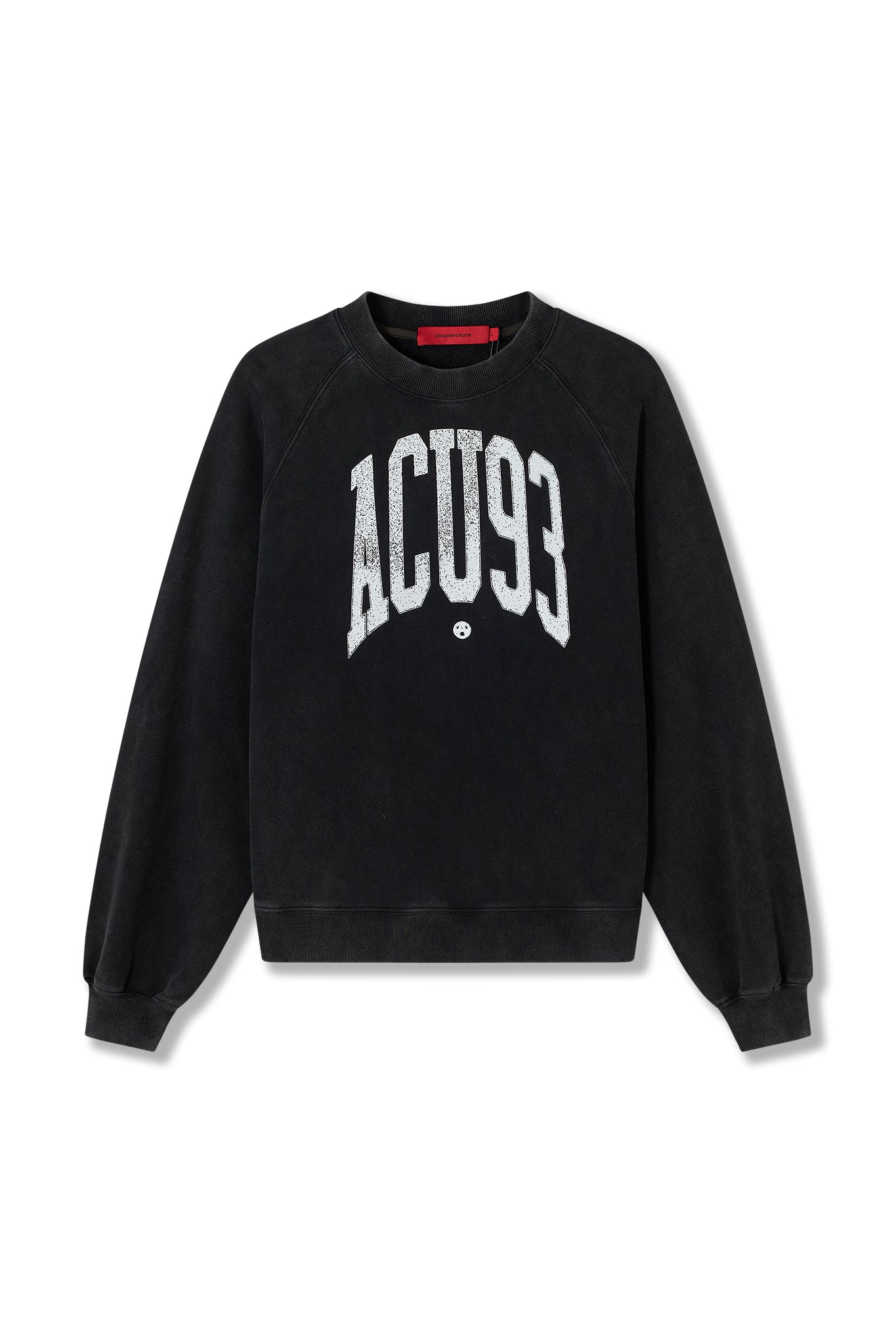 COLLEGE '93 CREWNECK WASHED BLACK by Acupuncture1993