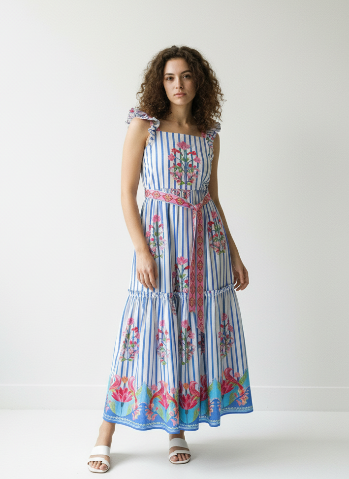 STRIPED GARDEN ELSIE DRESS by Maude Vivante