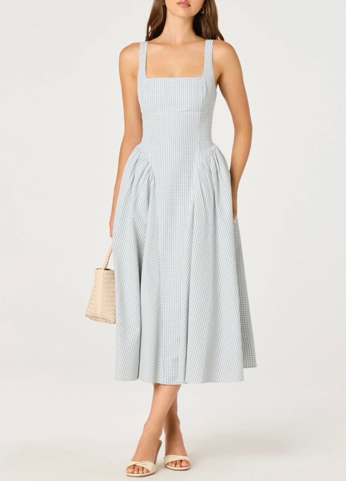 ASTR The Label Vinya Plaid Bow-Back Midi Dress by Sierra Deene