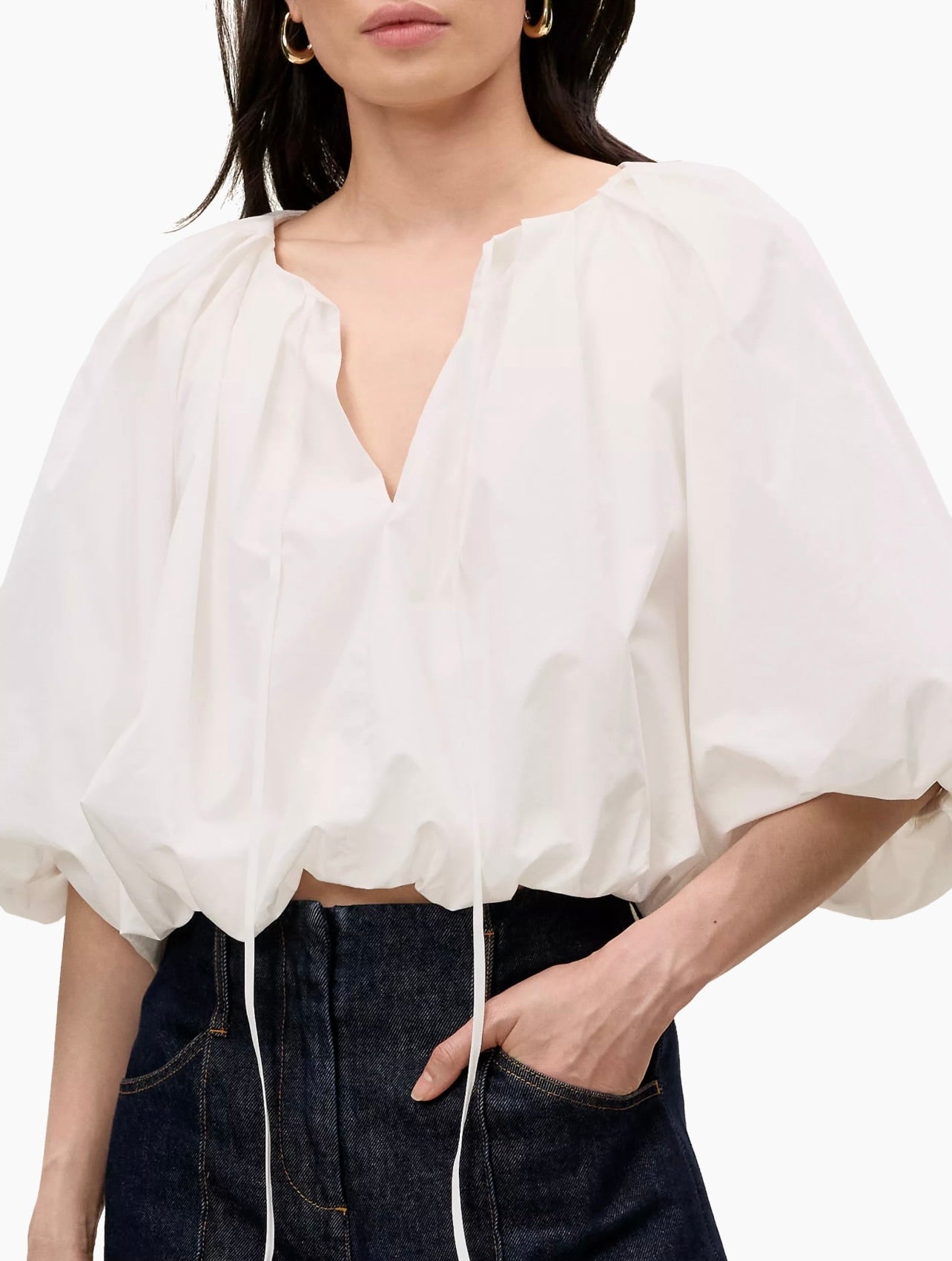 Yara Poplin Bubble Top in Milk by Sierra Deene