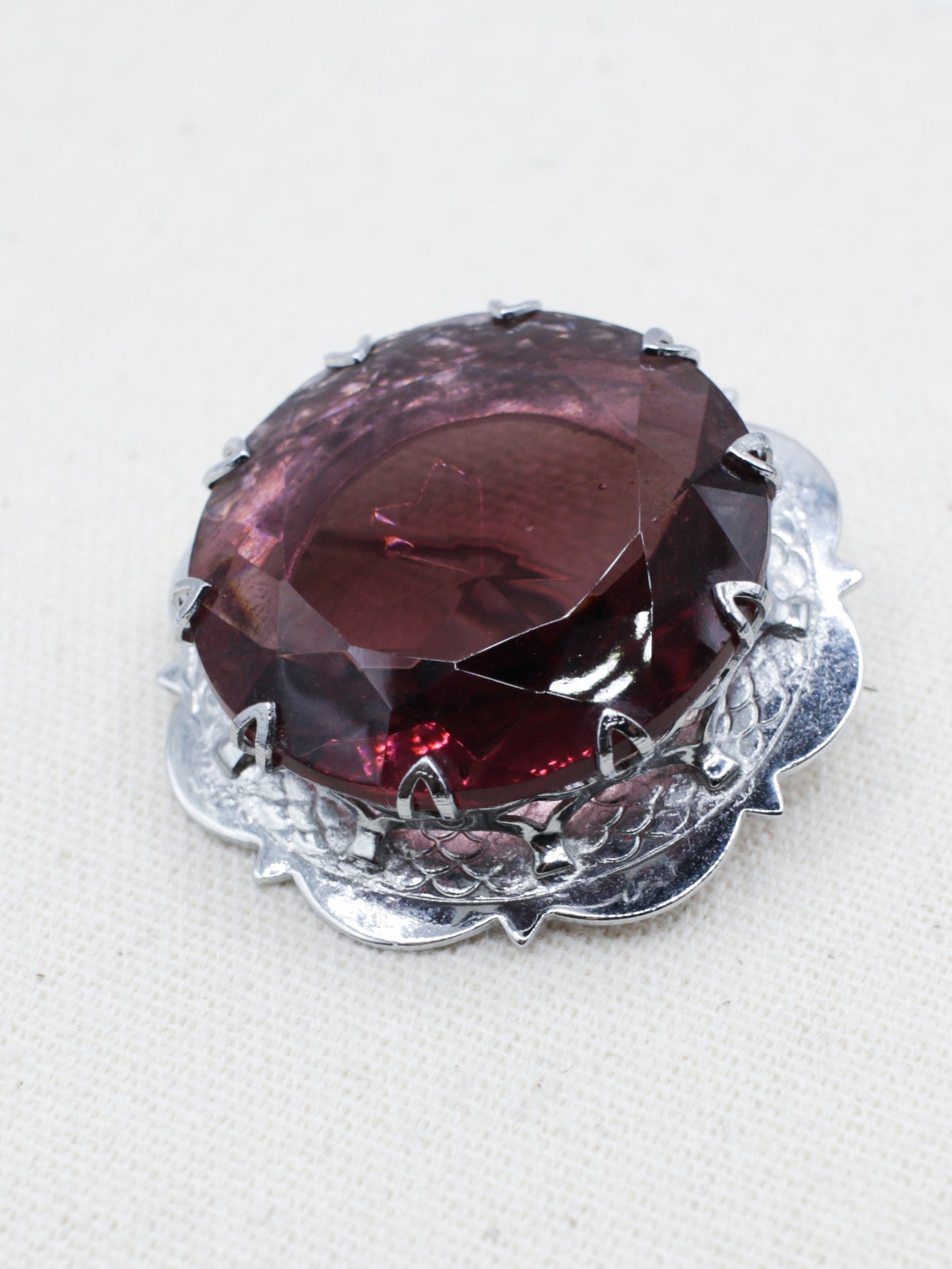 Vintage 60's Mizpah Purple Glass Statement Brooch by Northern Grip