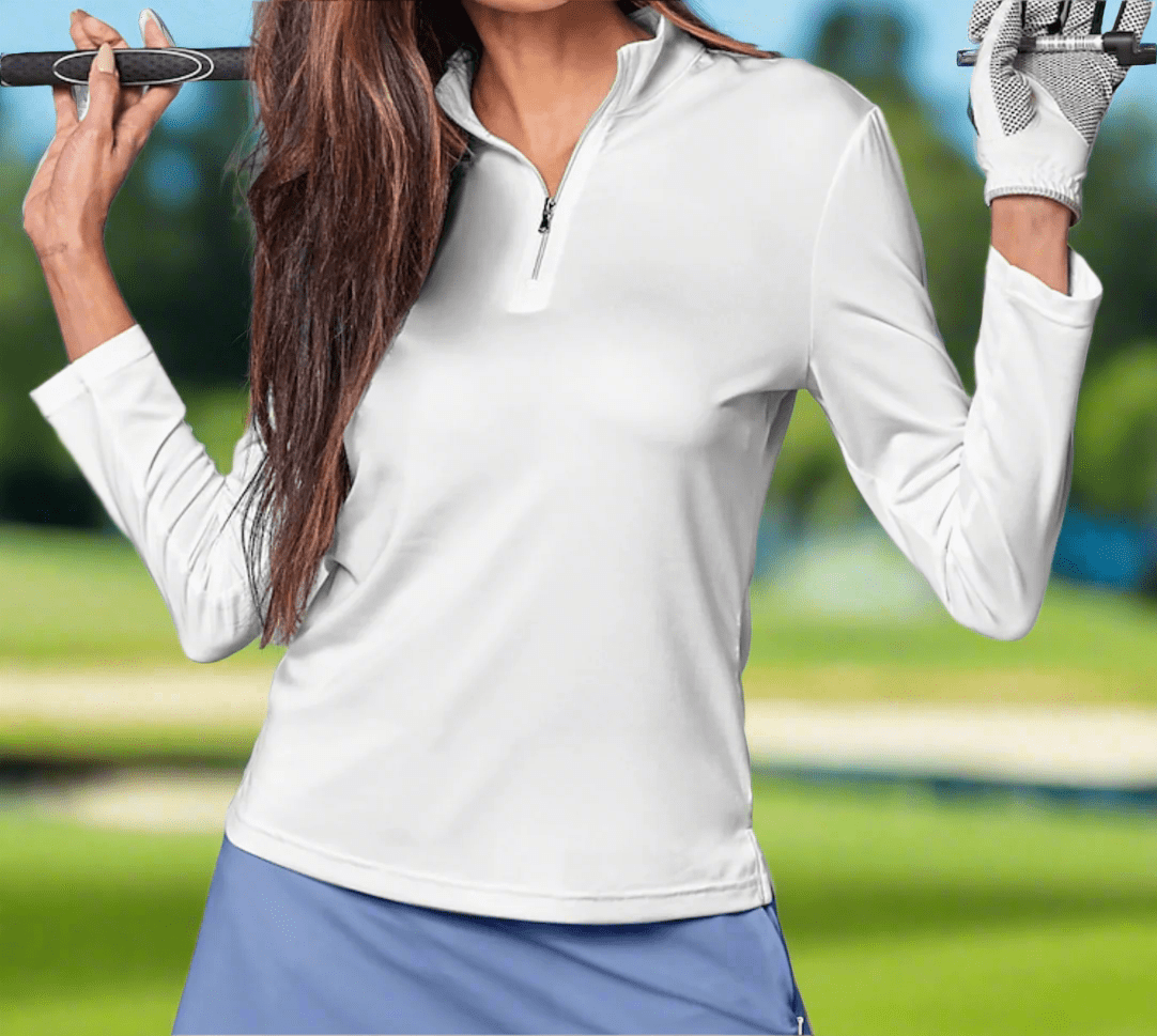 The White Long Sleeve Polo by Putter Girl