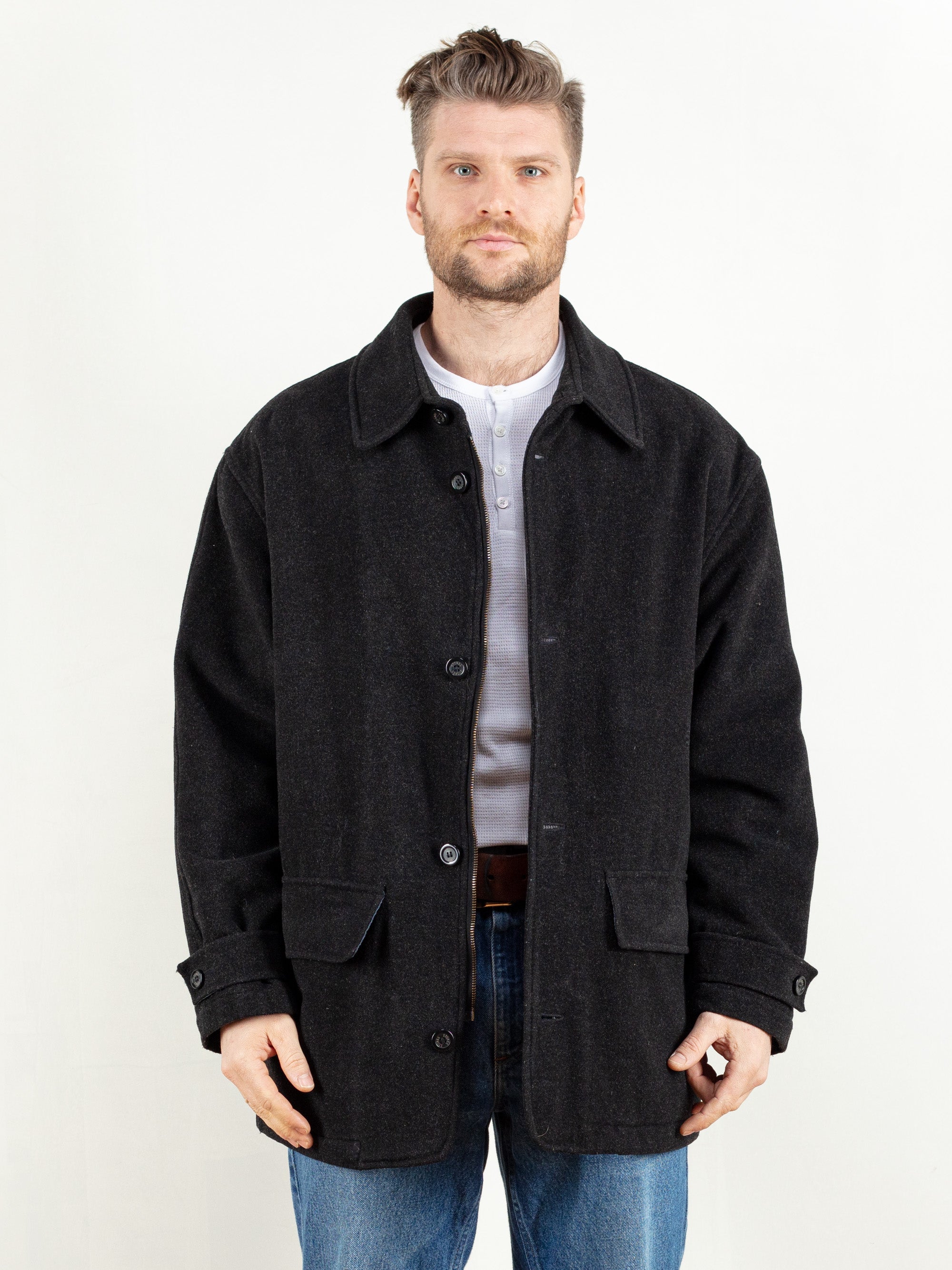 Vintage 90's Men Wool Parka Coat by Northern Grip