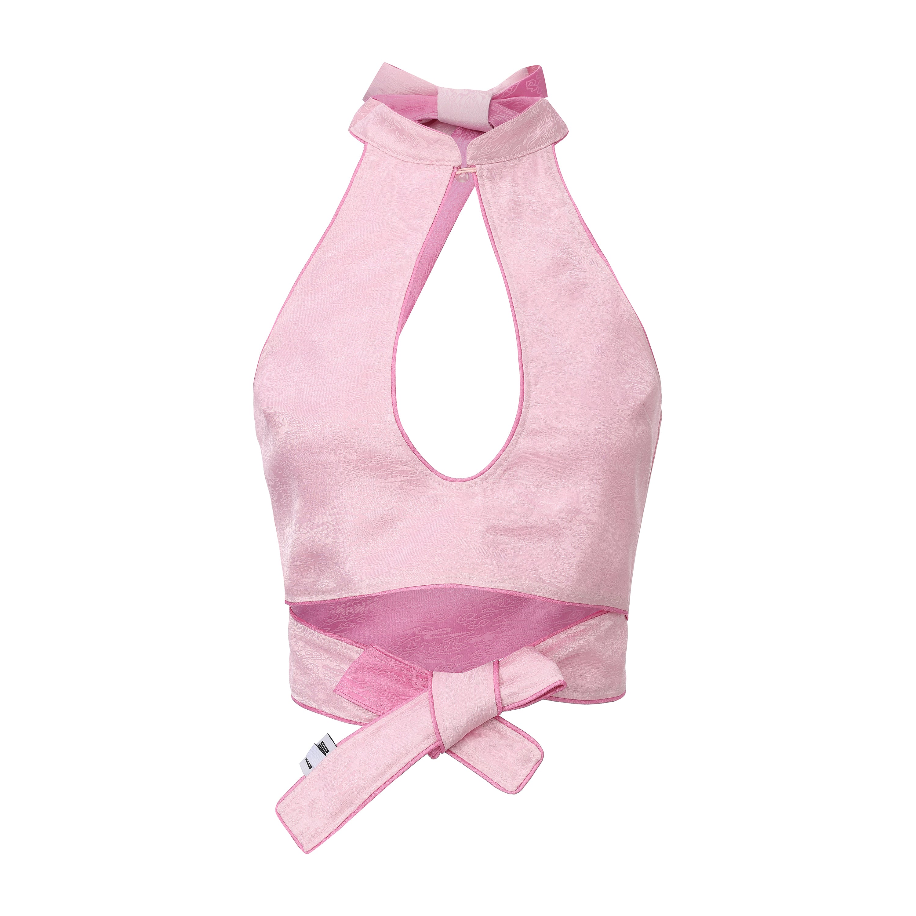 Xi Keyhole Reversible Tie-up Top Pink by DAWANG