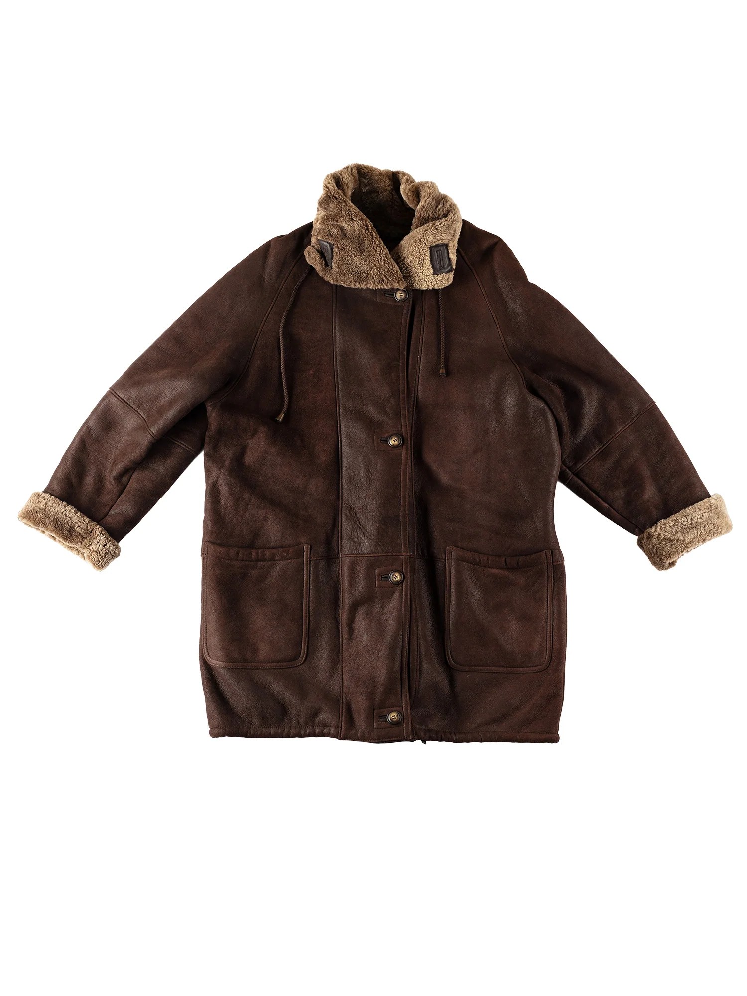 Vintage 80's Women Sheepskin Coat in Brown by Northern Grip