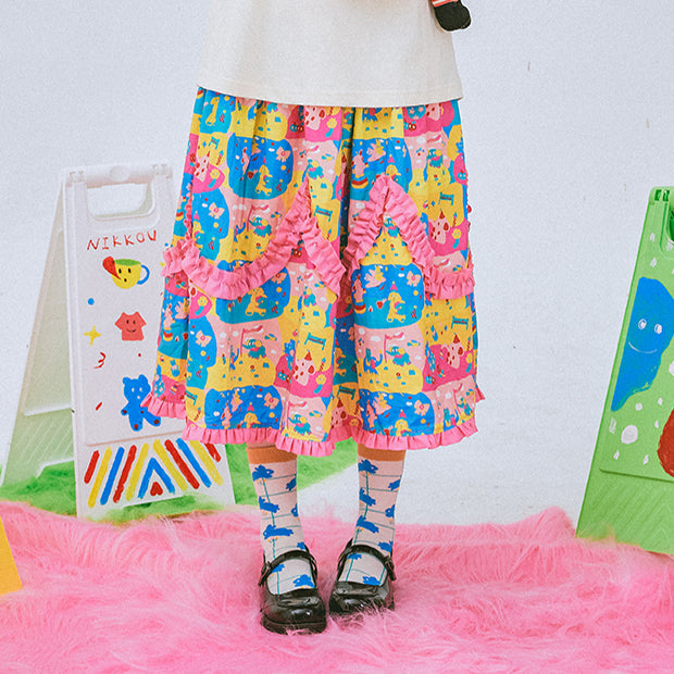 NIKKOU Home Skirt Original Colorful Skirt Cute Japanese Skirt by Land Decora