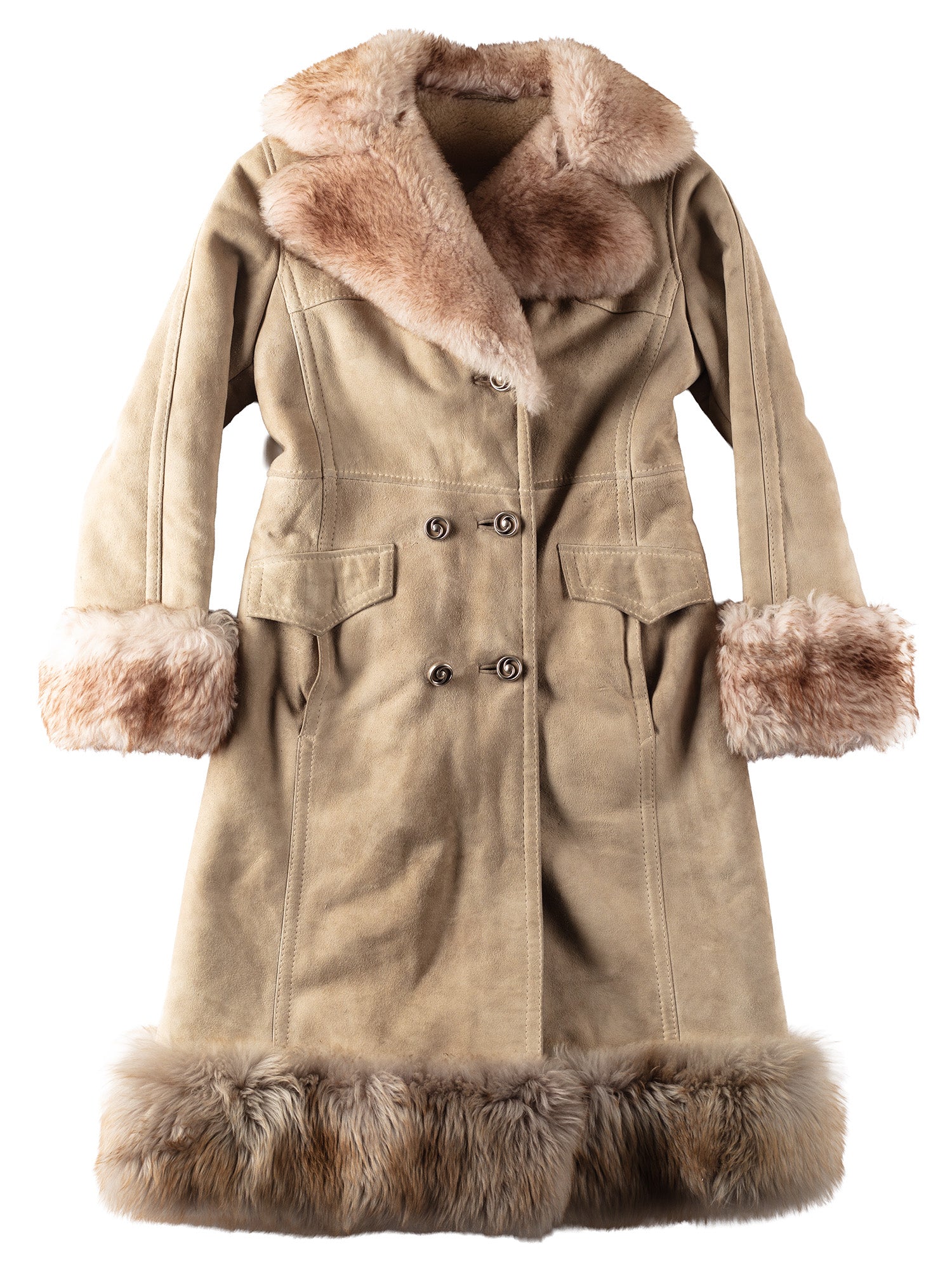 Vintage 70's Women Sheepskin Penny Lane Coat in Beige by Northern Grip