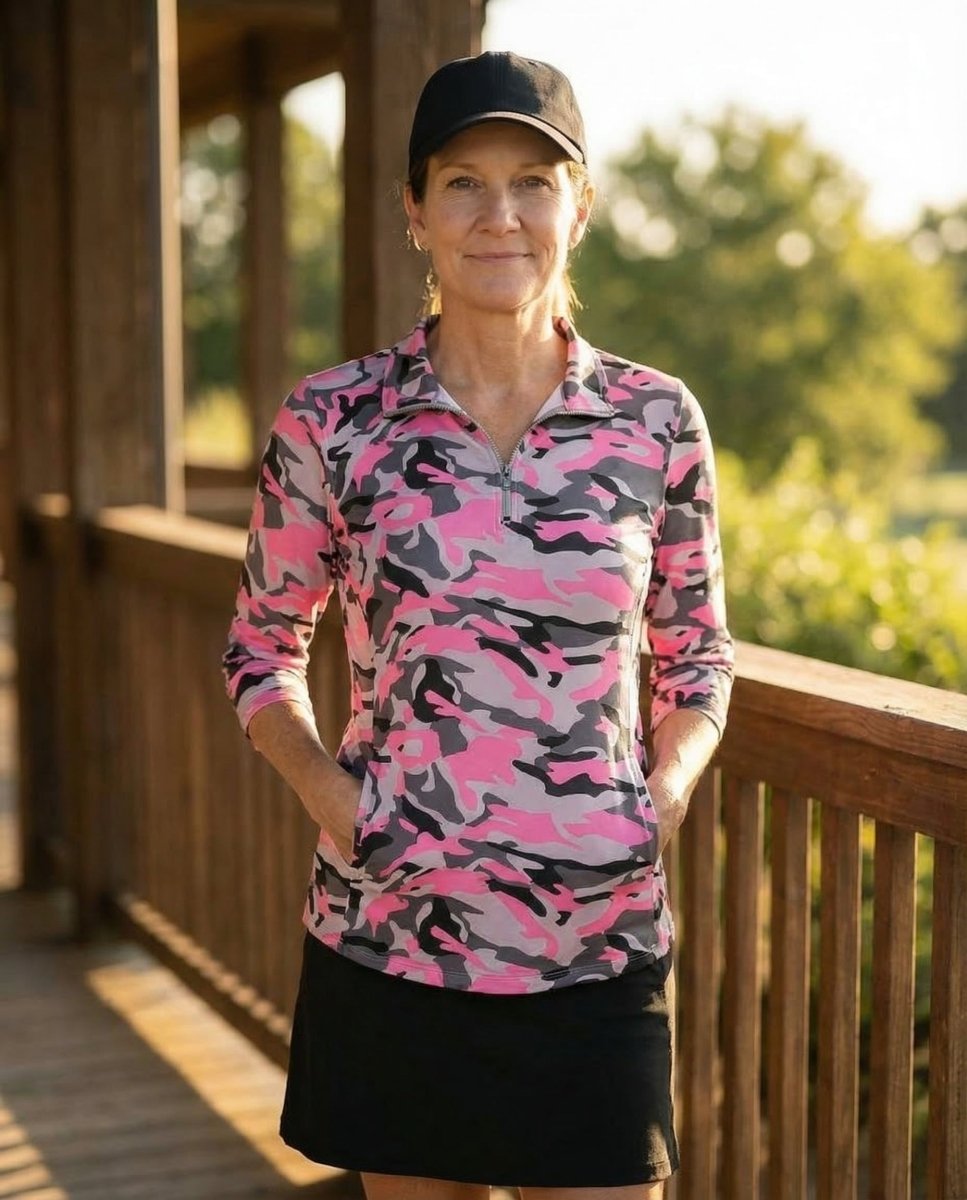 Cute Camo 3/4 Polo with Pockets by Putter Girl