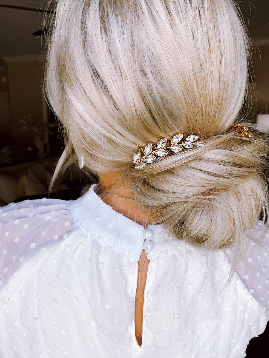 CRYSTAL HAIR CLIPS IN ROSE GOLD - FINAL SALE by RAËLIV