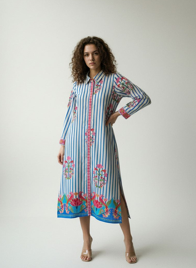 STRIPED GARDEN ELIZA DRESS by Maude Vivante