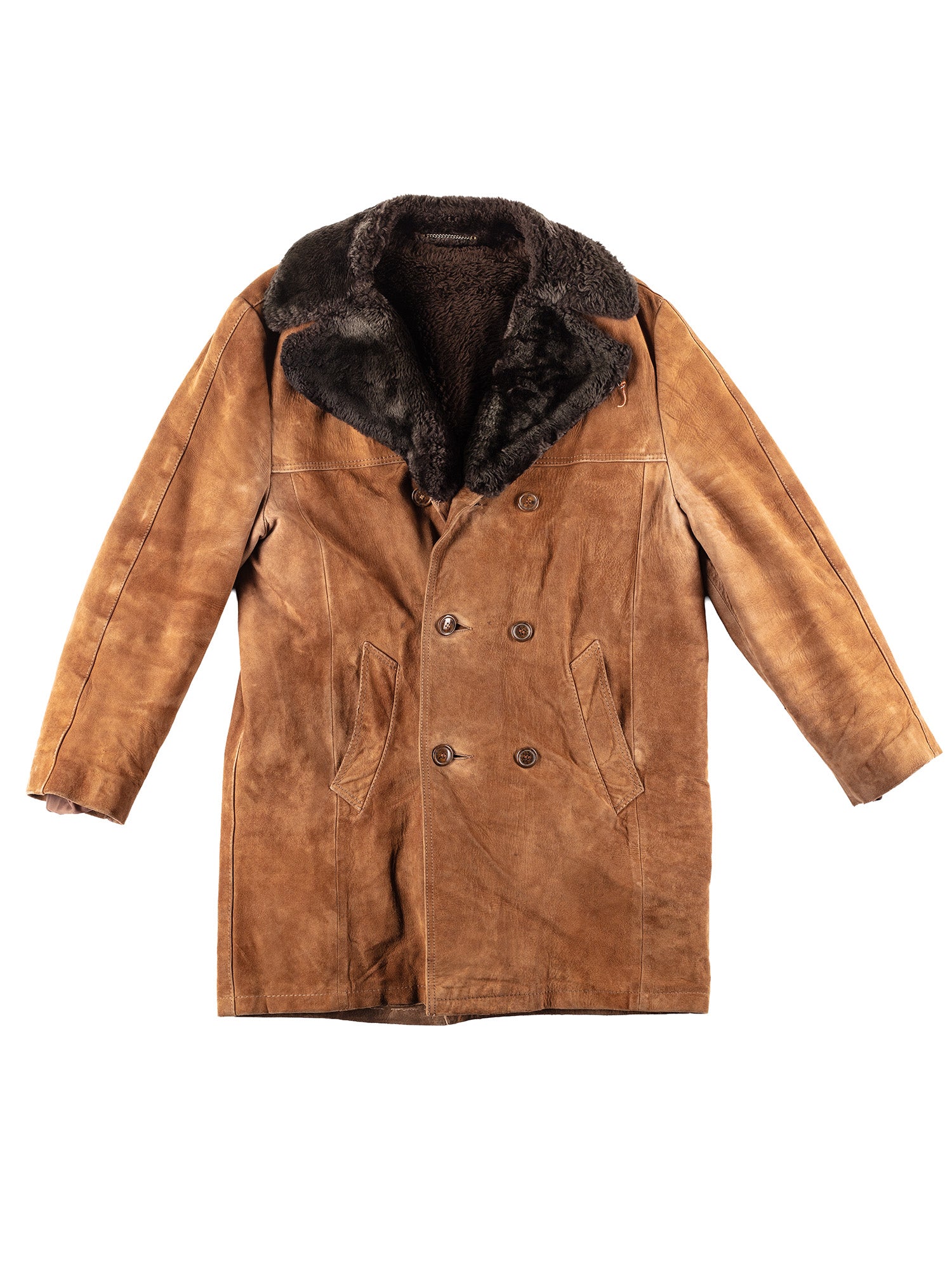 Vintage 70's Men Sheepskin Coat in Brown by Northern Grip