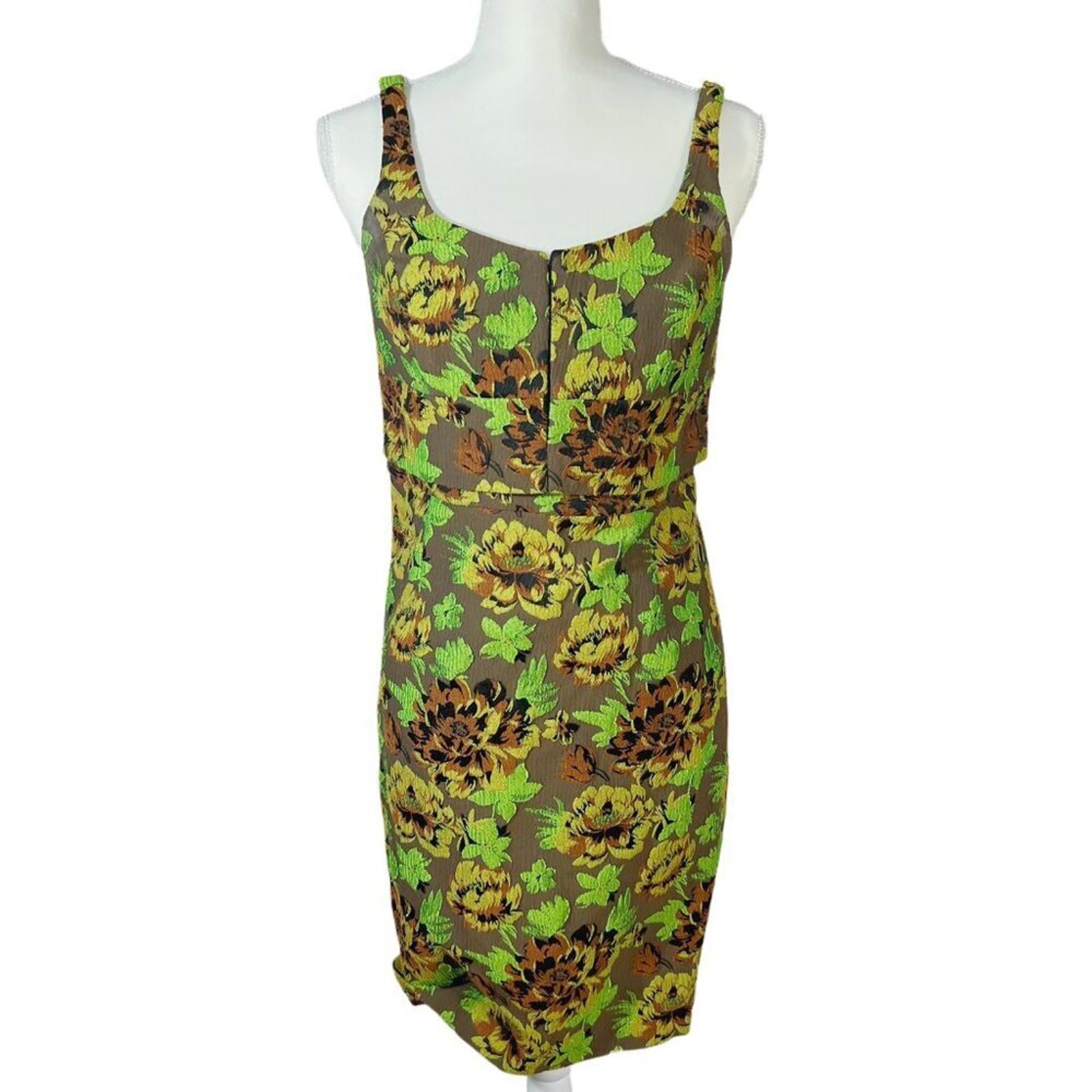 Moulinette Soeurs Anthropologie Green Brown Embroidered Jacquard Dress by Hot Girl Secondhand