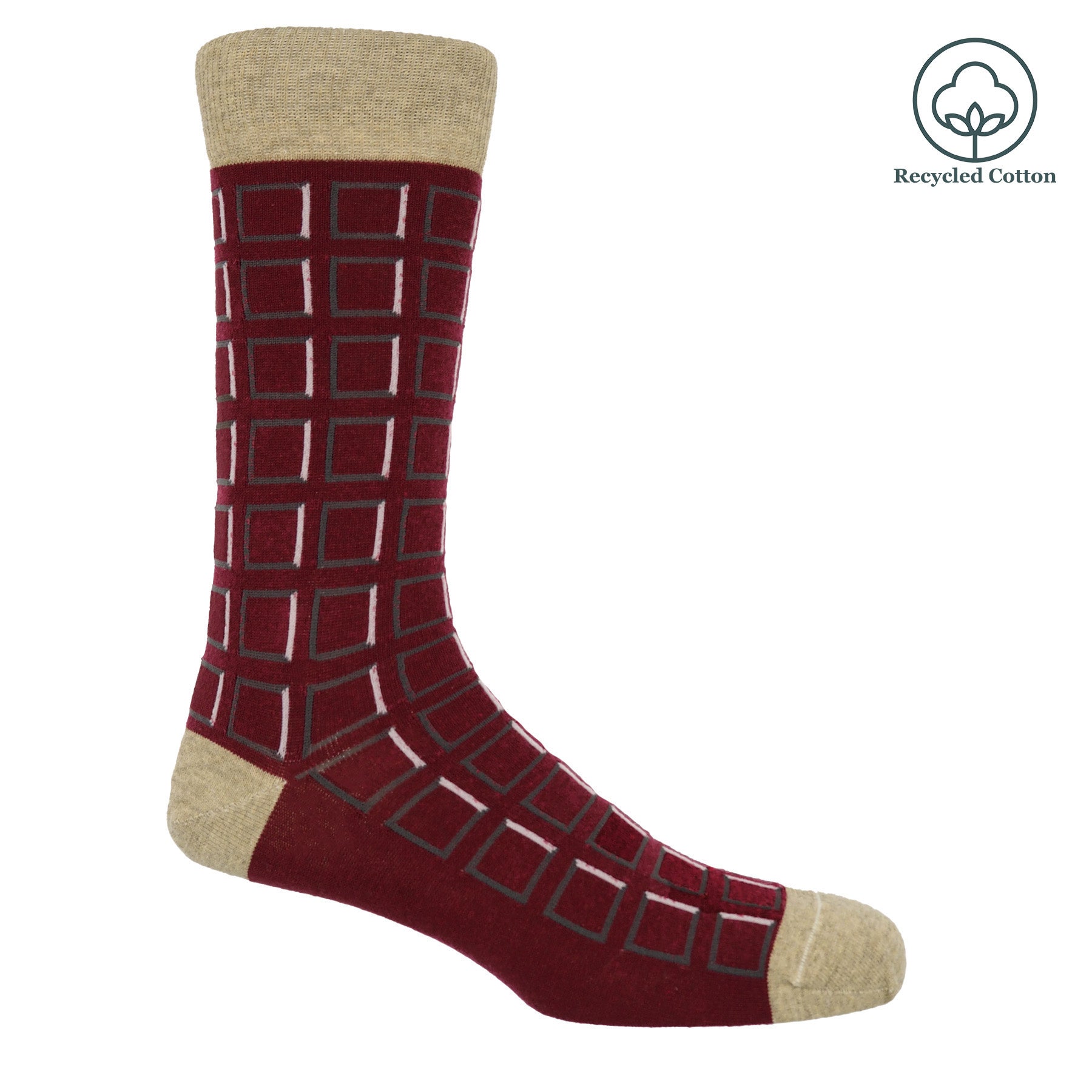 Cube Men's Socks - Burgundy by Peper Harow