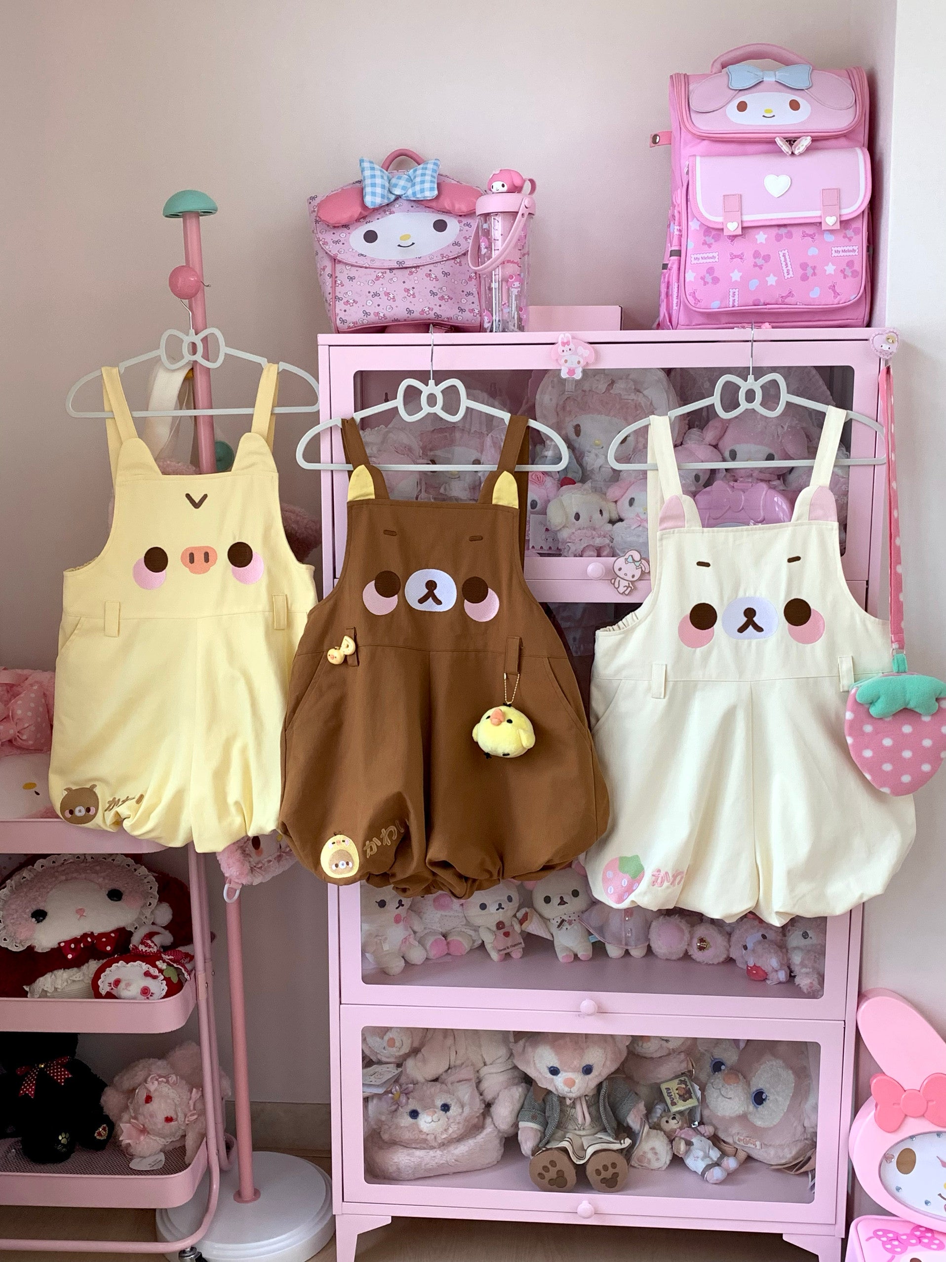 Bear Embroidery Short Overalls | Kawaii Japanese Casual Outfit by Land Decora
