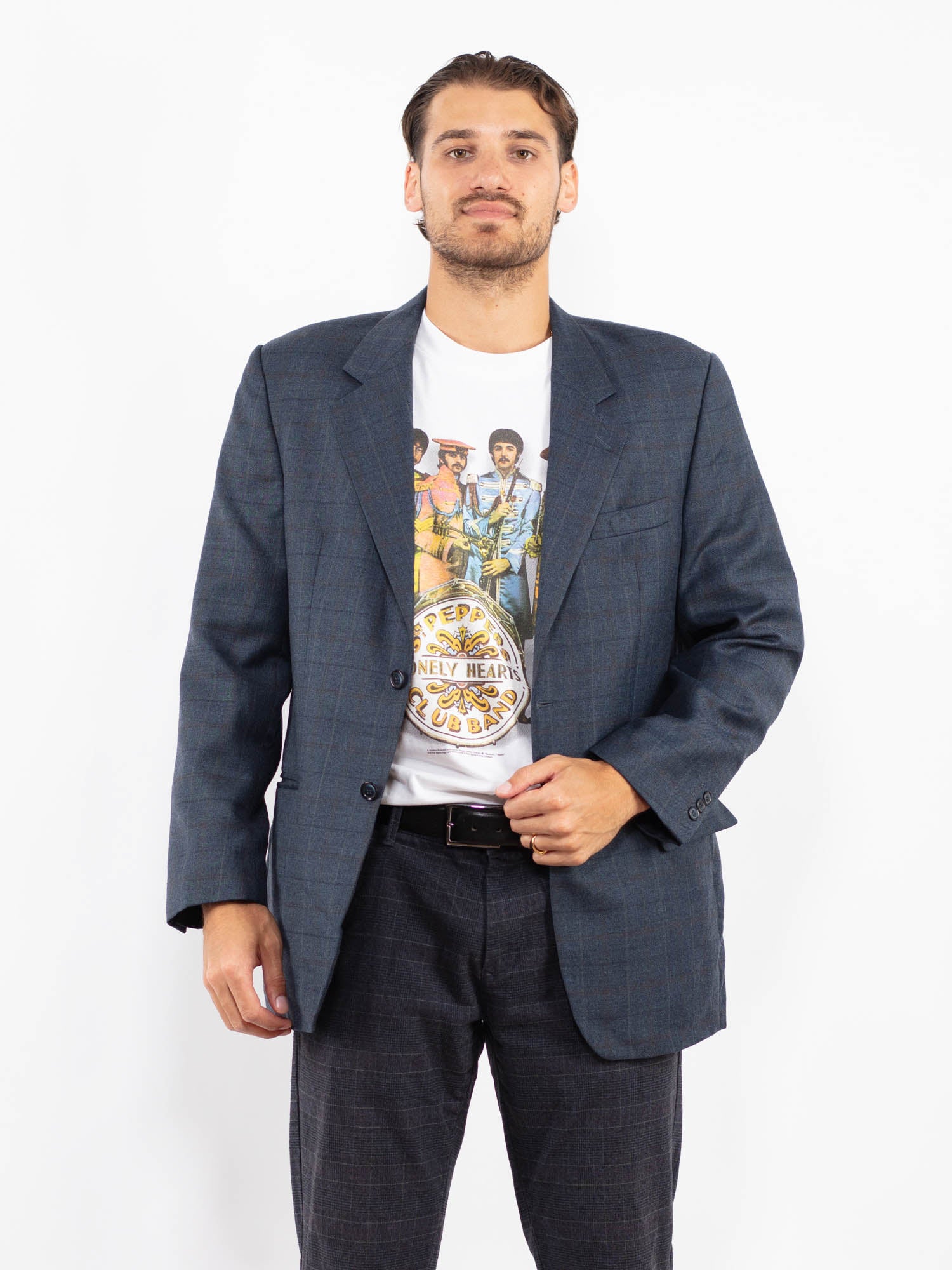 Vintage 90's Men Wool Blend Blazer Jacket in Blue by Northern Grip