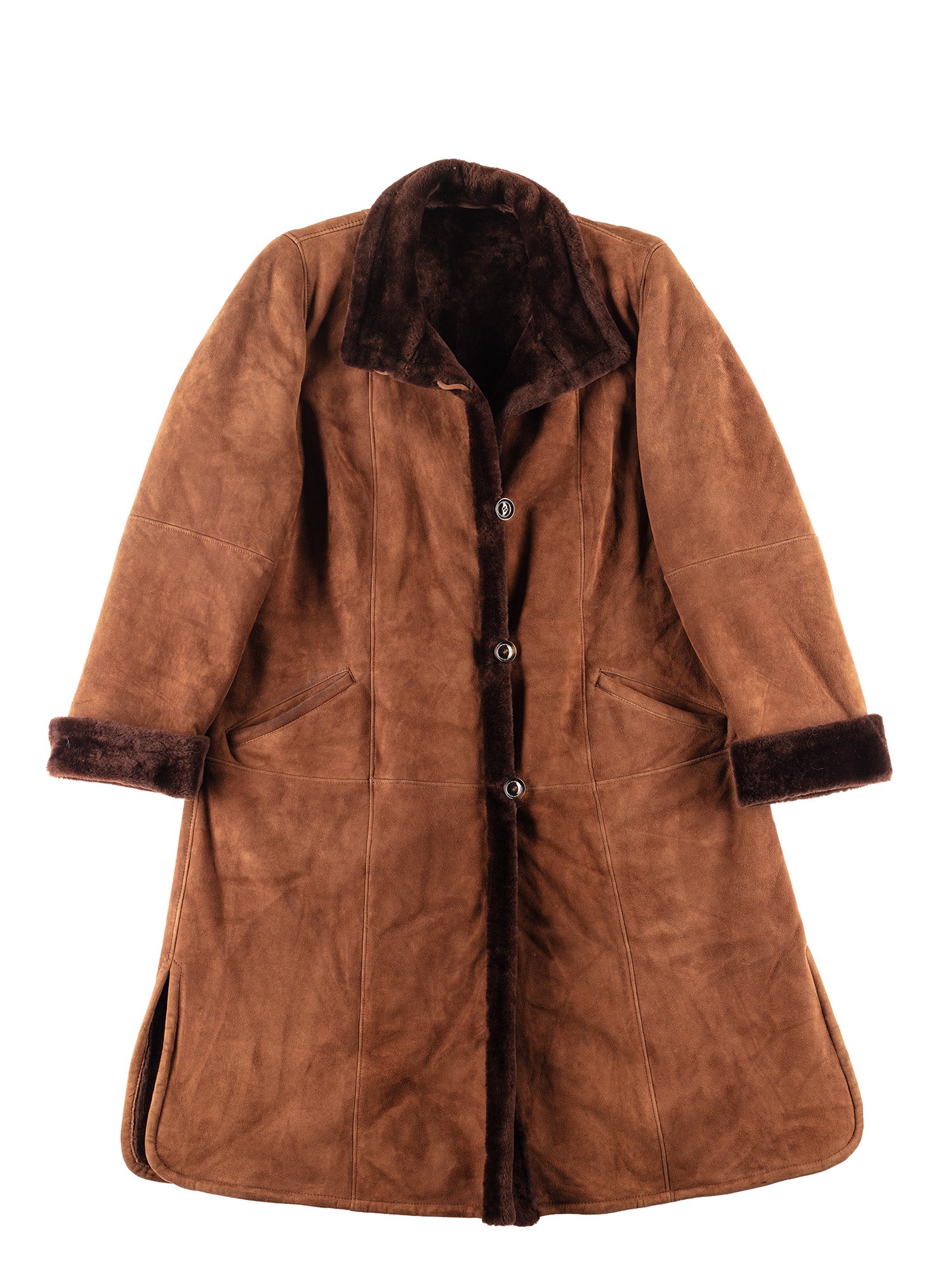 Vintage 80's Women Sheepskin Coat in Brown by Northern Grip