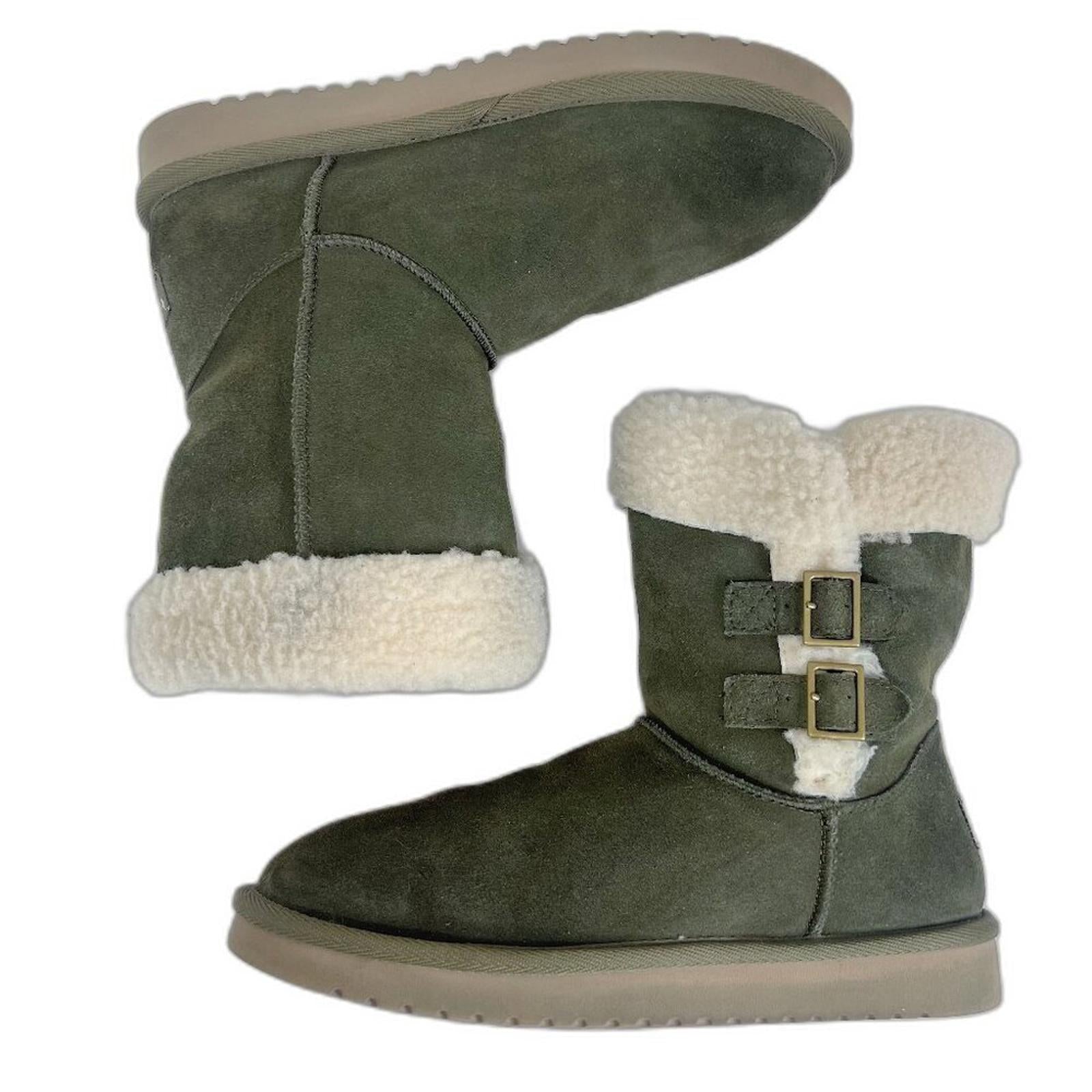 Koolaburra by Ugg Sulana Short Shearling Boot in Olive Green Size 8 by Hot Girl Secondhand