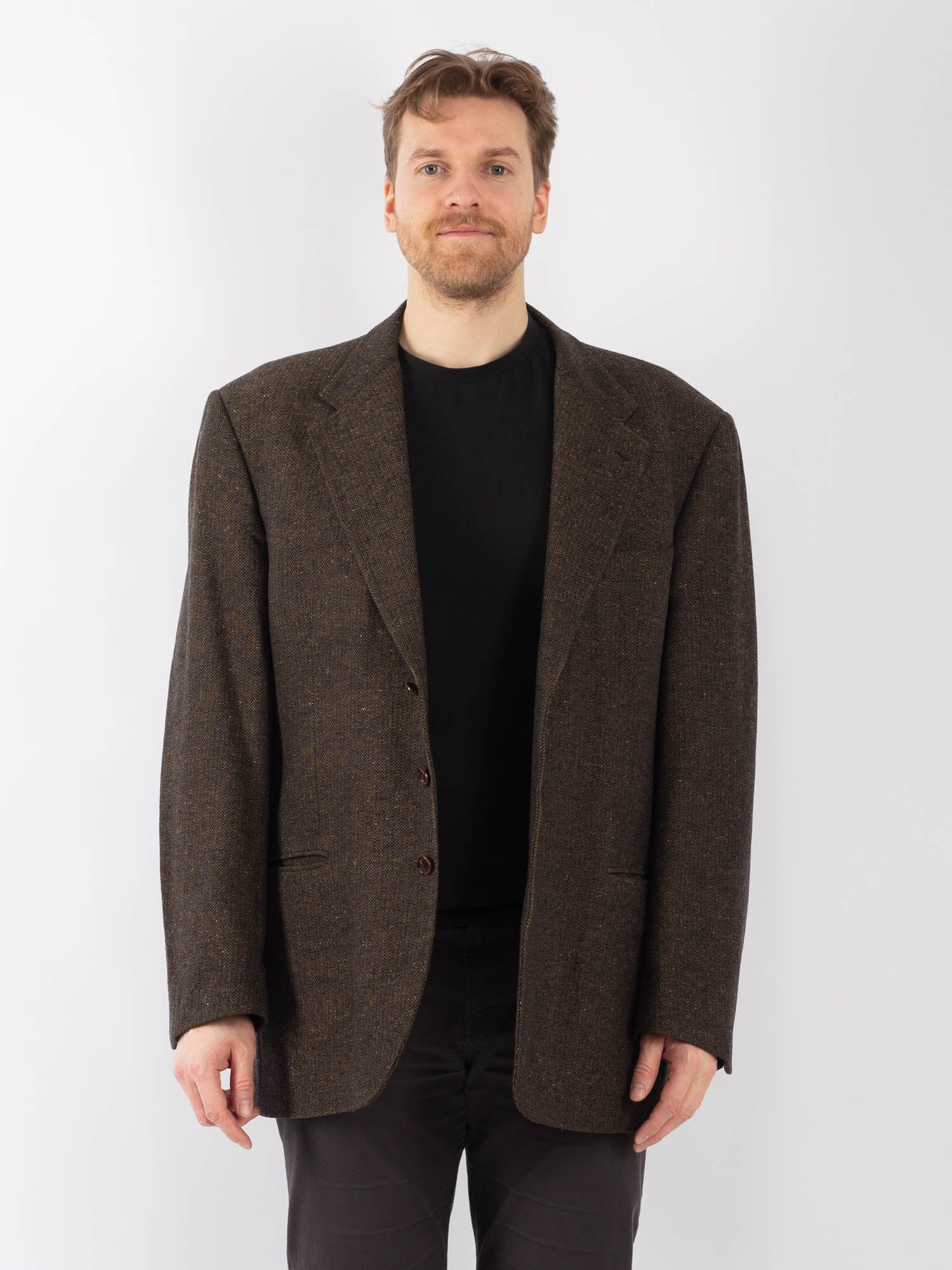 Vintage 70's Men Wool Blazer Jacket in Dark Green by Northern Grip