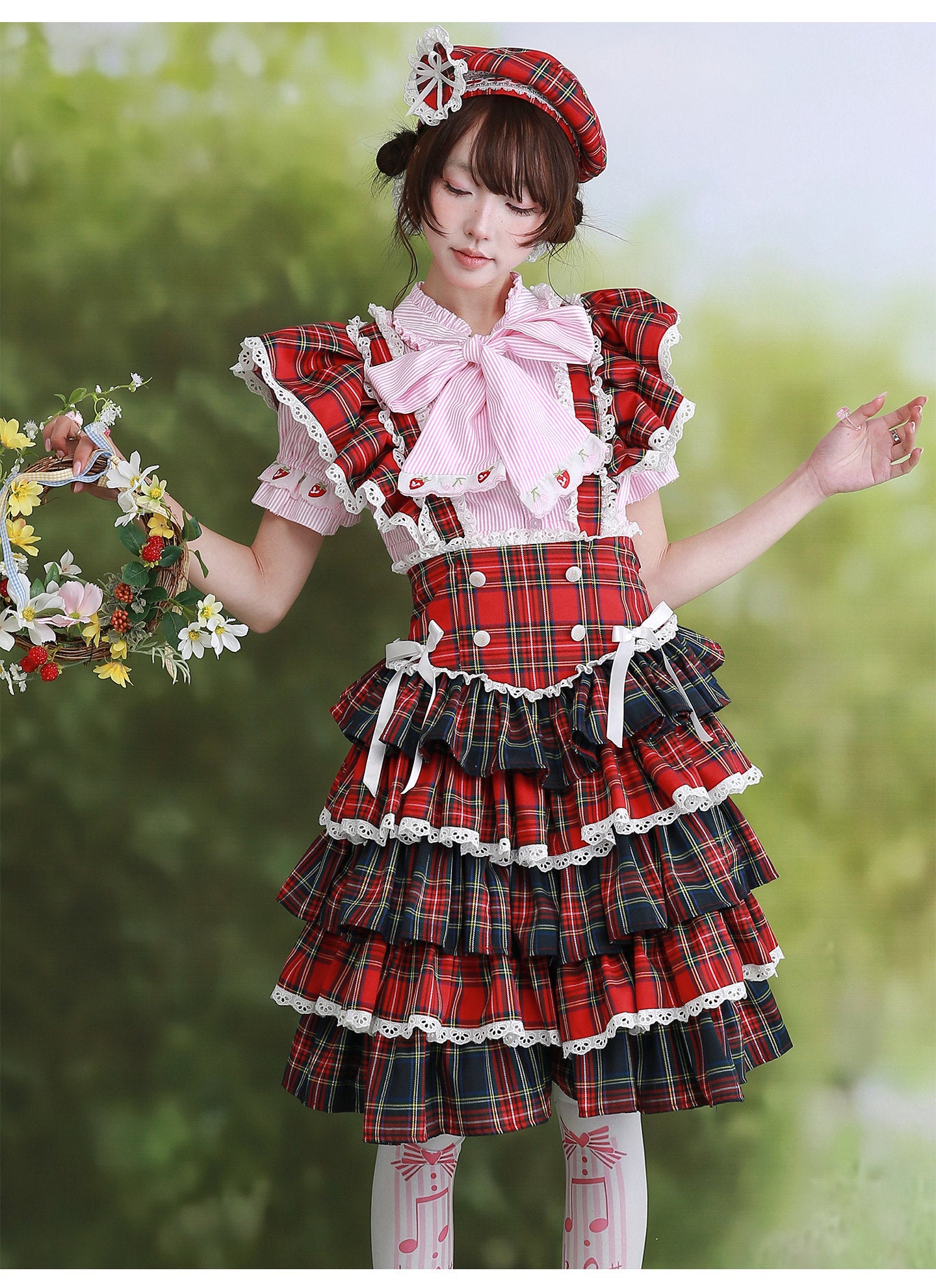 Showa Red Lolita Suspender Dress - SOS MEME CLUB by Land Decora