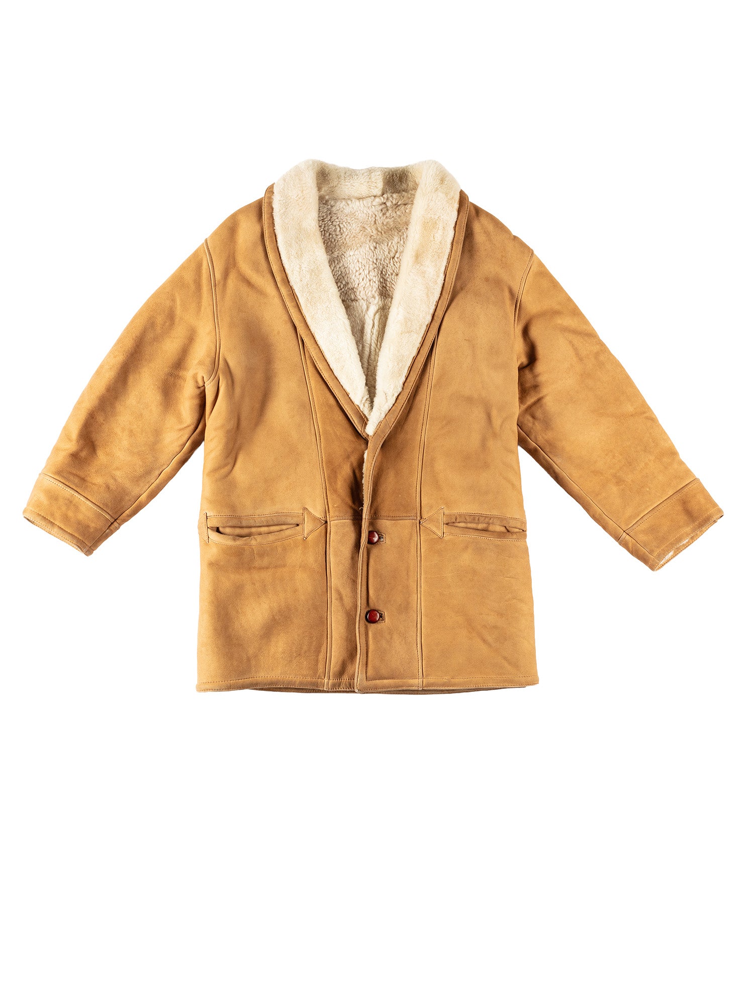 Vintage 80's Men Sheepskin Coat in Beige by Northern Grip
