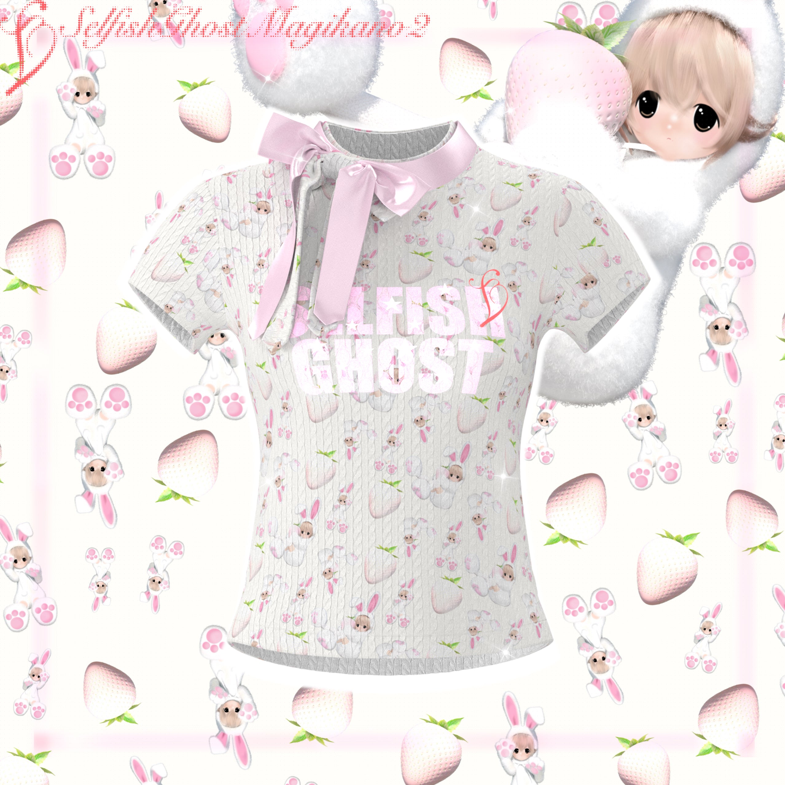 Bunny Strawberry Two-Piece Set - Girly Japanese Sweet Outfit | SelfishGhost by Land Decora