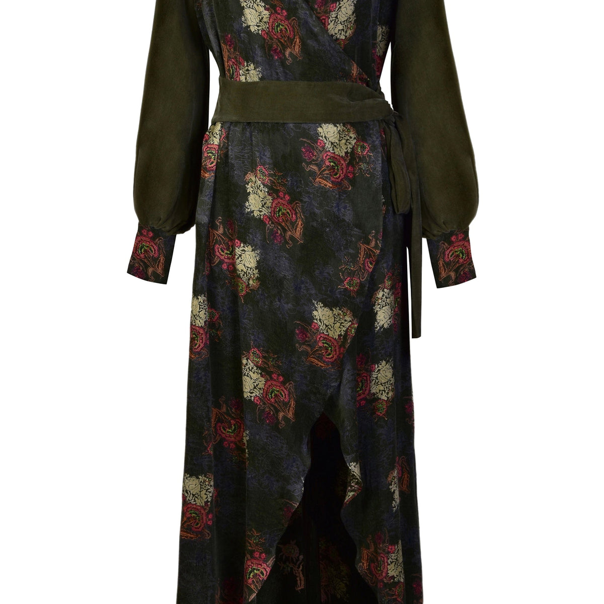 Verdant Eco Jacquard Wrap Dress – Long-Sleeve Maxi Style By Sarvin by Sarvin