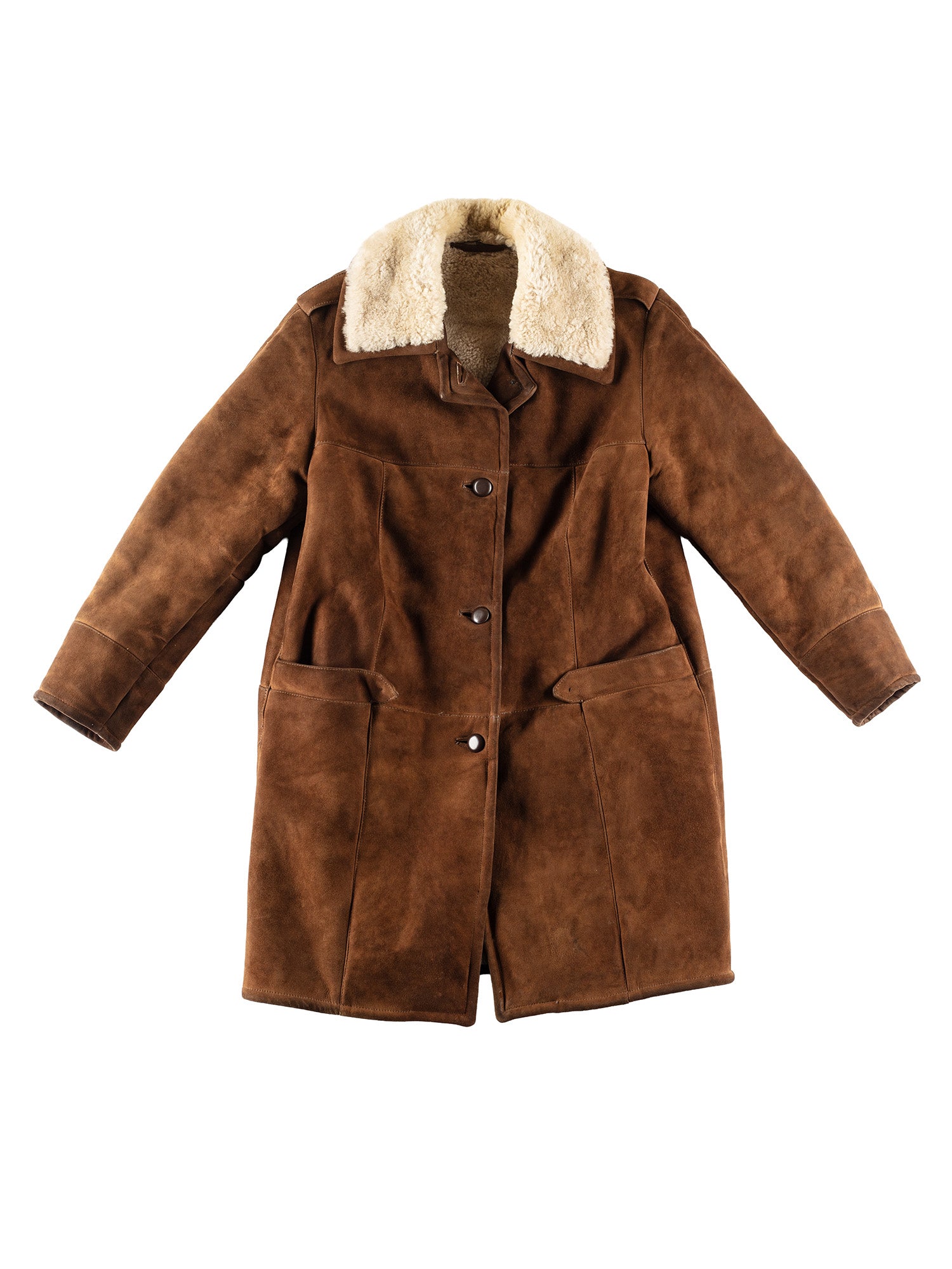 Vintage 80's Women Sheepskin Coat in Brown by Northern Grip