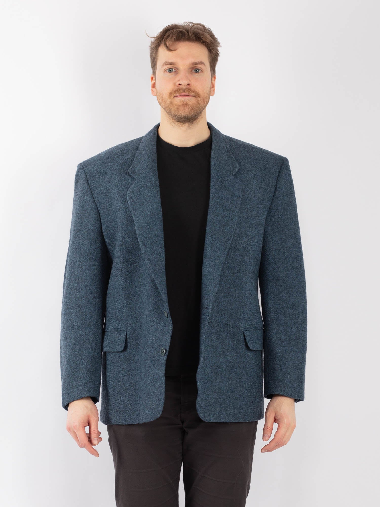 Vintage 70's Men Wool Blazer Jacket in Blue by Northern Grip