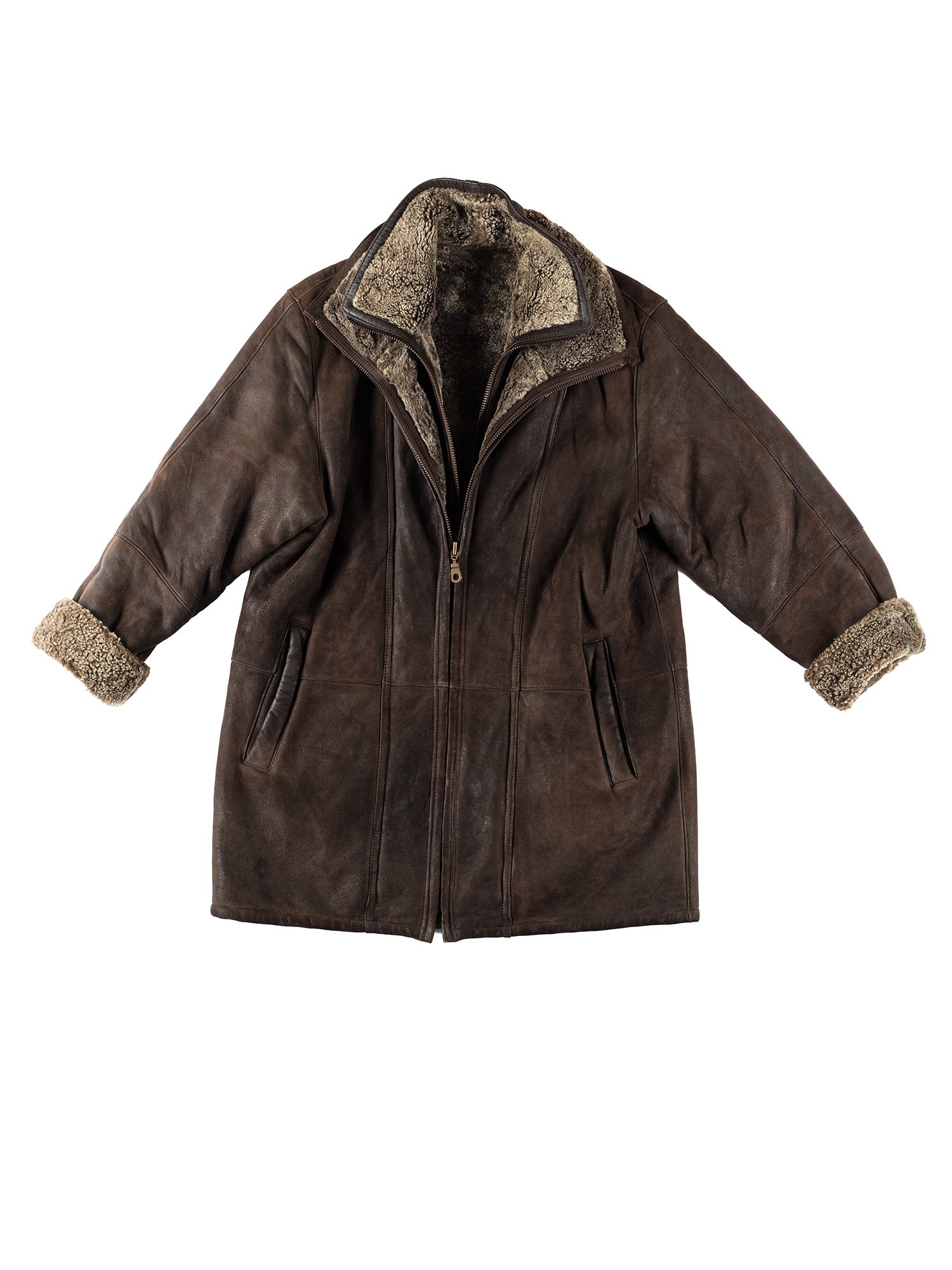 Vintage 90's Women Sheepskin Coat in Brown by Northern Grip