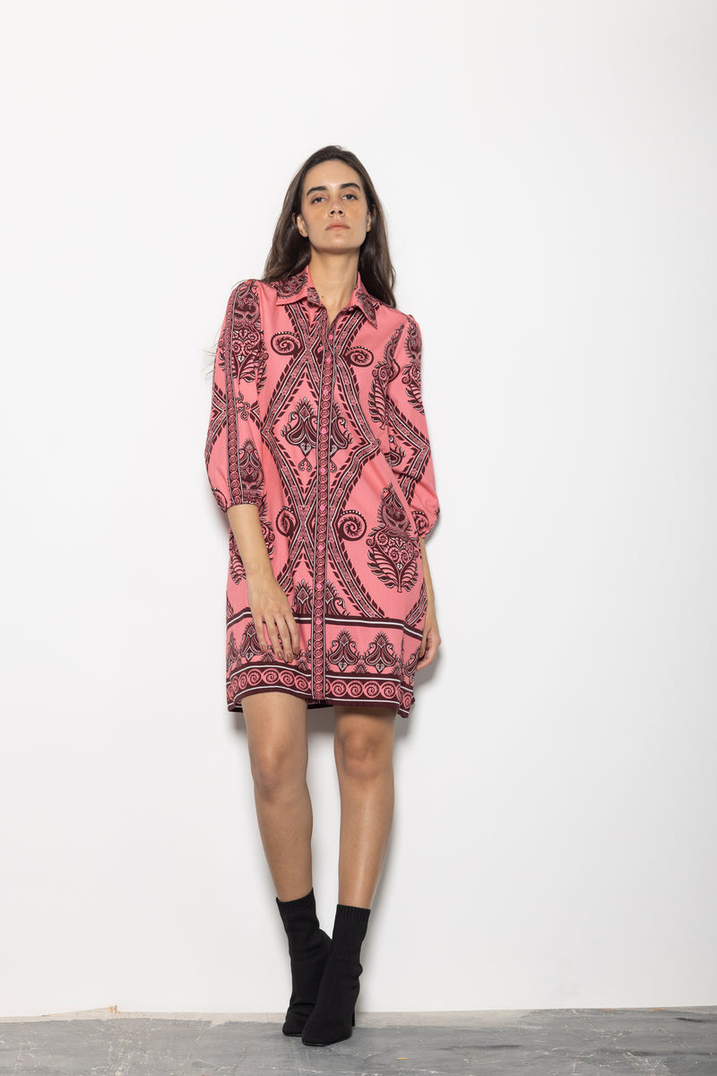 SALMON MOTIFS AVA DRESS by Maude Vivante