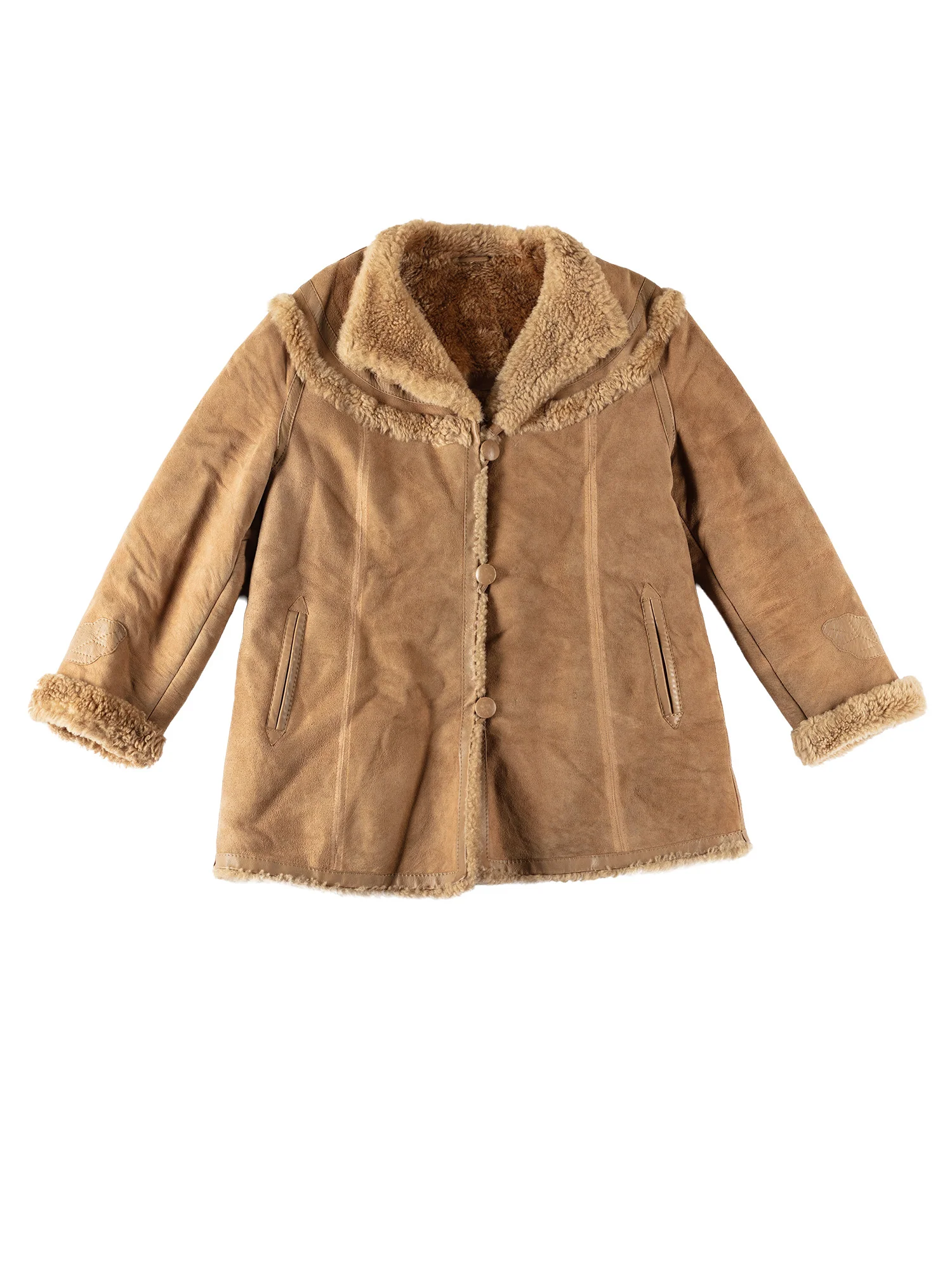 Vintage 70's Women Sheepskin Coat in Brown by Northern Grip