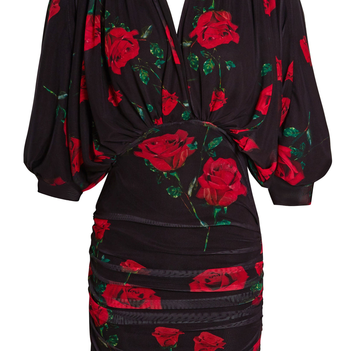 Ruched Batwing Mini Dress By Sarvin by Sarvin