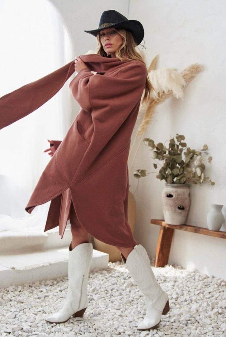 Oversized Knit Cardigan with Scarf Detail by Sierra Deene