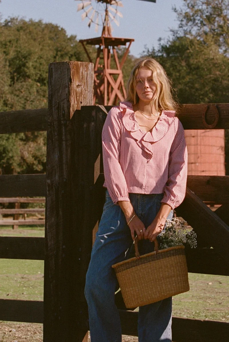 Raleigh Top - Gingham Ruffle Top by Merritt Charles