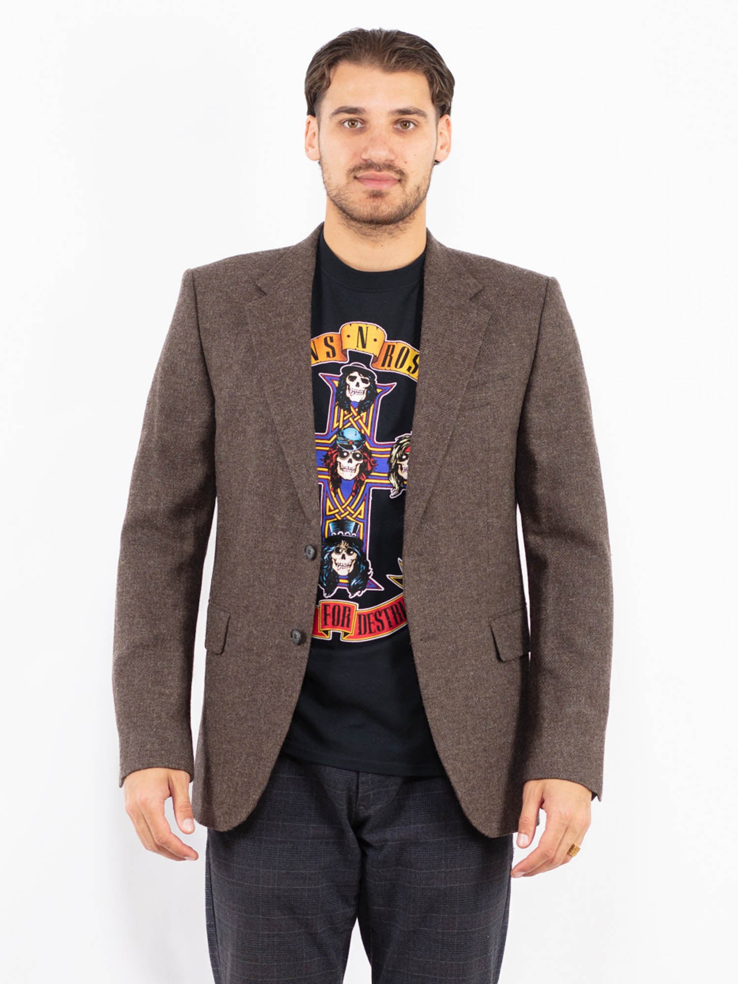 Vintage 00's Men Wool Blazer Jacket in Brown by Northern Grip