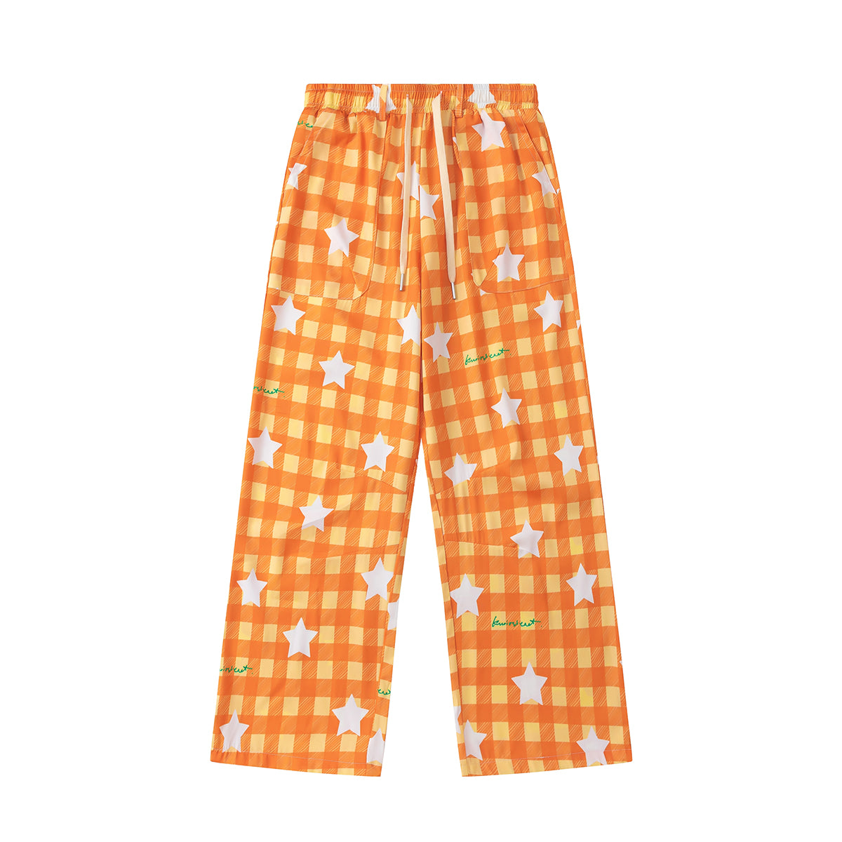 KURIOSITAET Decora Kei Plaid Straight Leg Pants Stretch Polyester Spandex by Land Decora