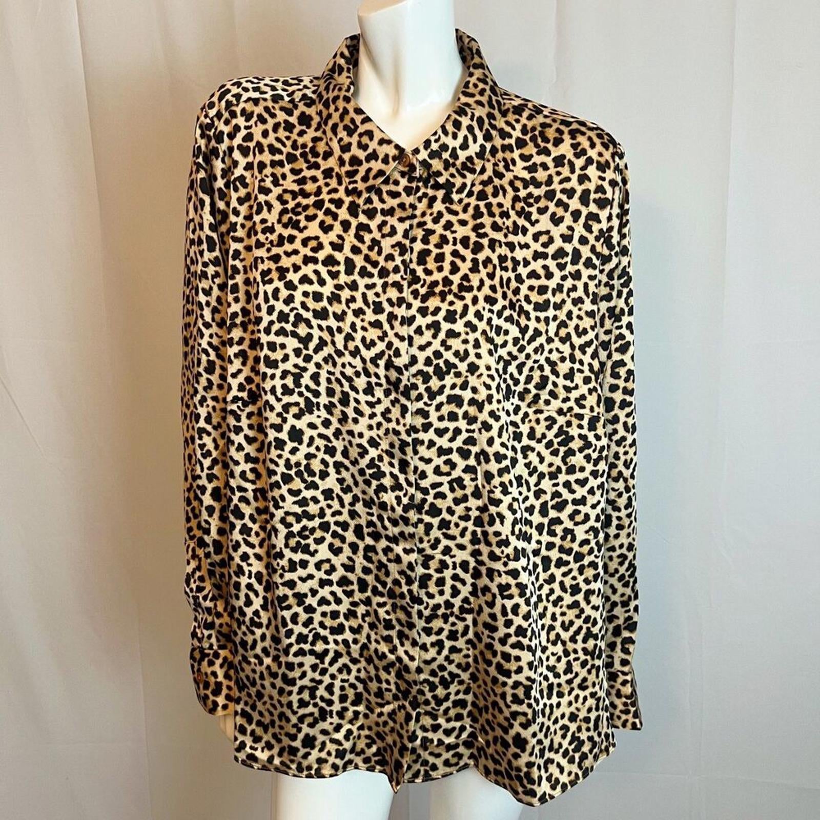 NWT A New Day Leopard Print Satin Blouse Women's Size 2XL by Hot Girl Secondhand