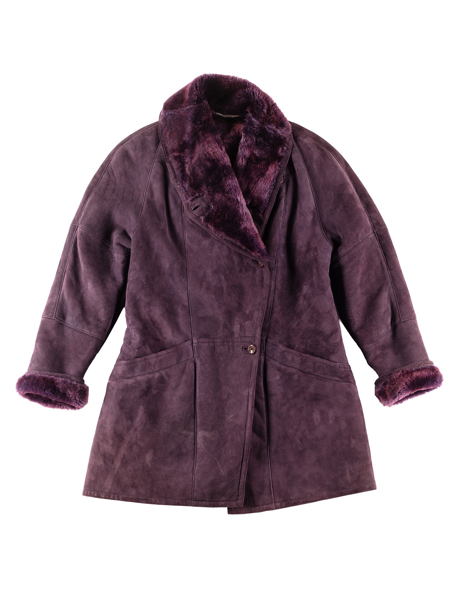 Vintage 90's Women Sheepskin Coat in Purple by Northern Grip